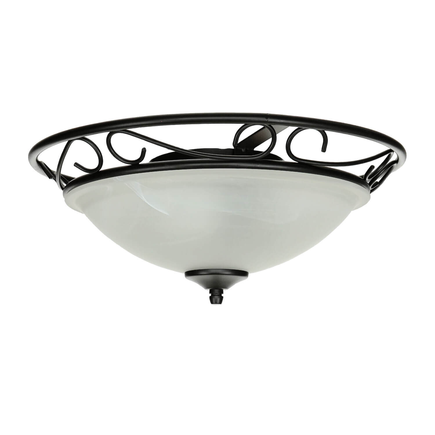 Plafonnier rustique blanc noir verre albâtre