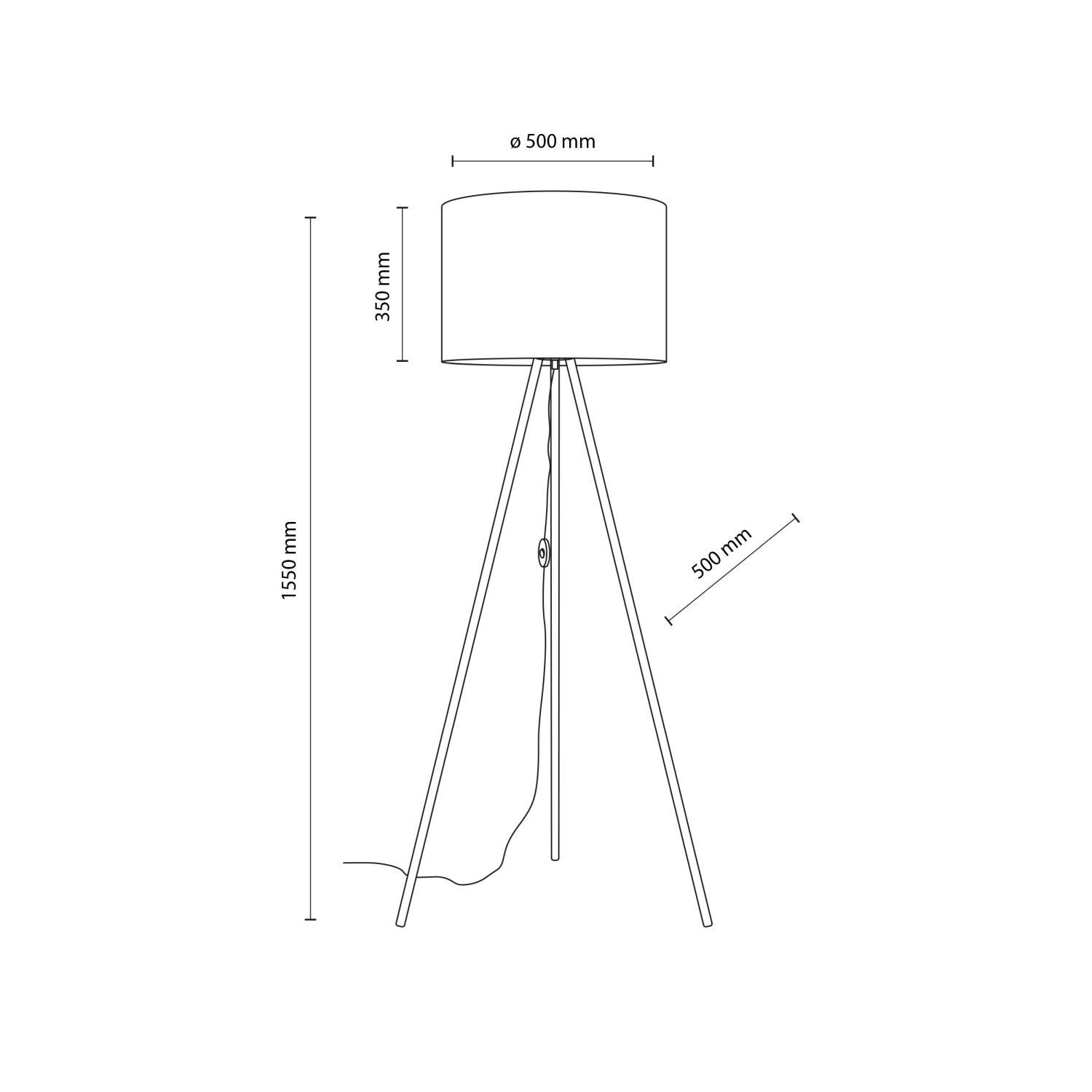 Lampadaire tripode Or Marron 160 cm Métal Lin E27