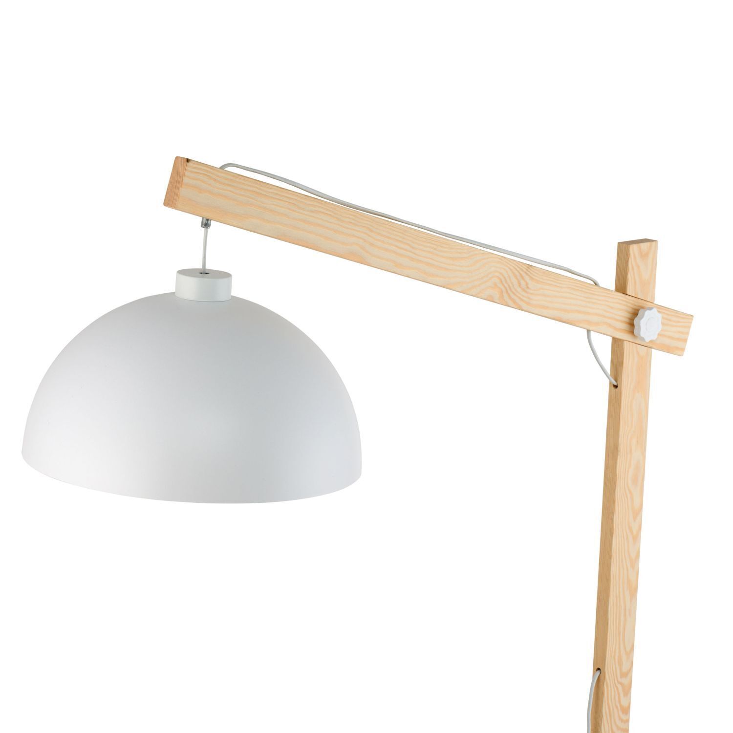 Lampadaire bois métal 180 cm réglable blanc naturel