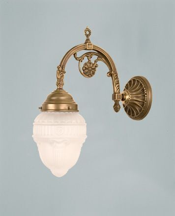 Elégante lampe murale berlinoise laiton verre E27 ornements