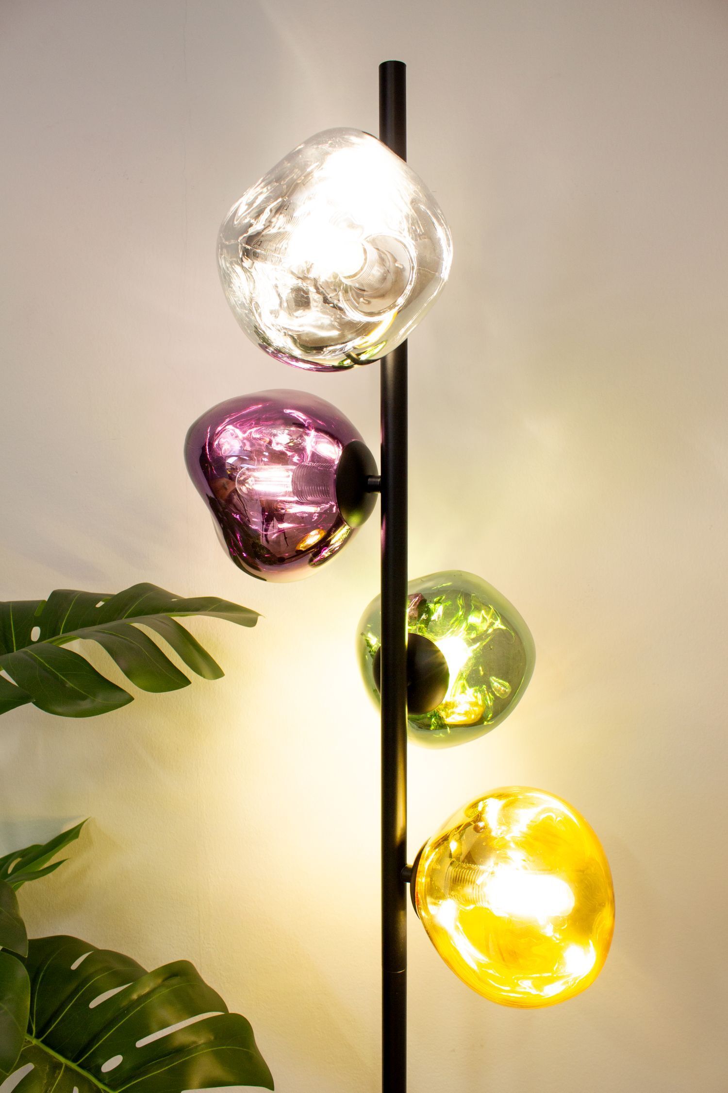 Lampadaire Aluminium Abat-jour Verre Coloré E14 160 cm grand