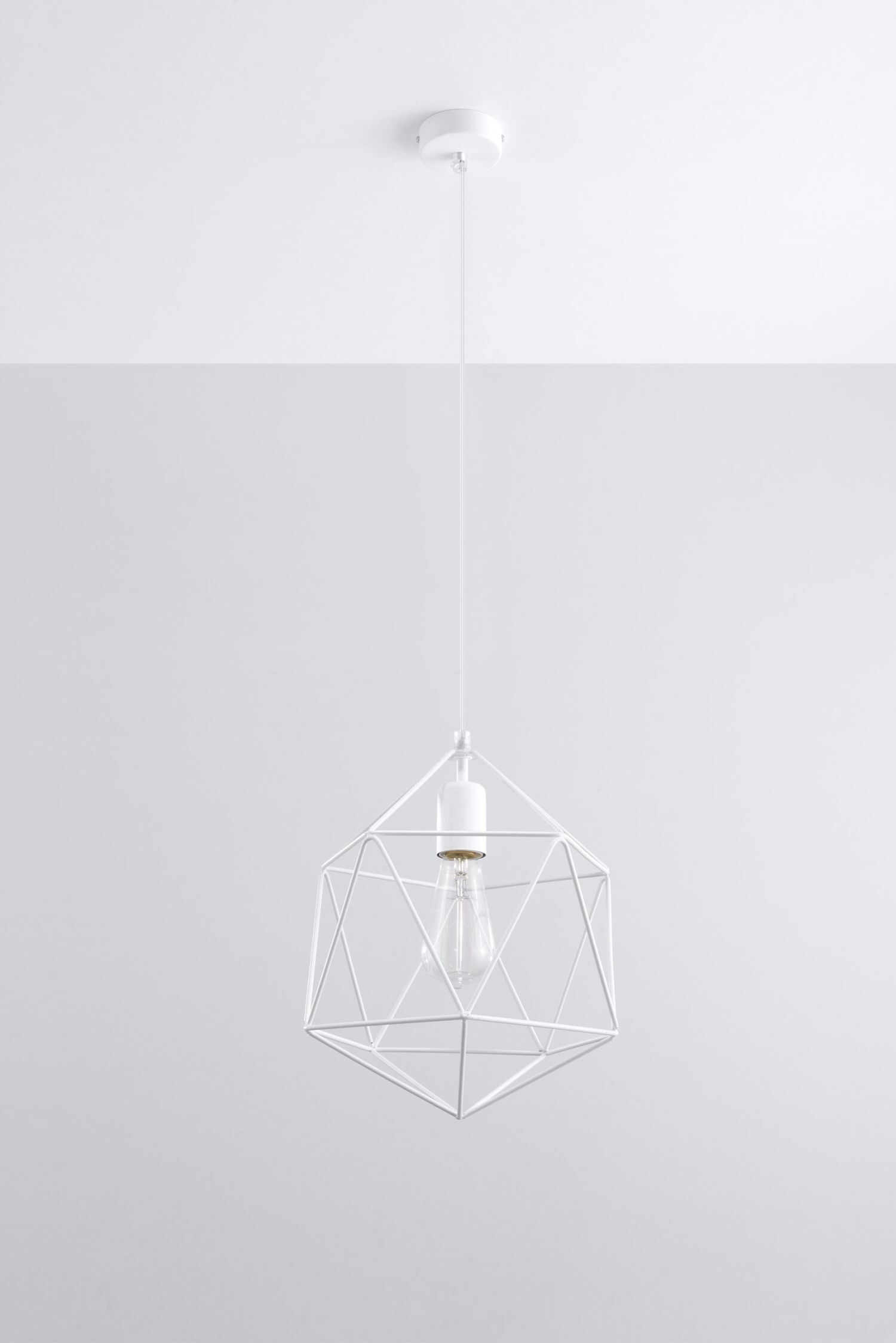 Lampe à suspendre Blanc fil Ø 30 cm géométrique rétro