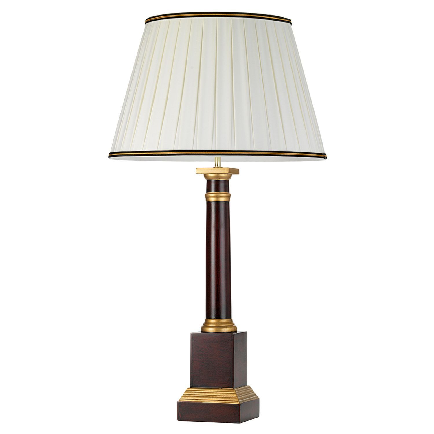 Lampe de table tissu bois 83 cm de haut E27 en crème brun rouille