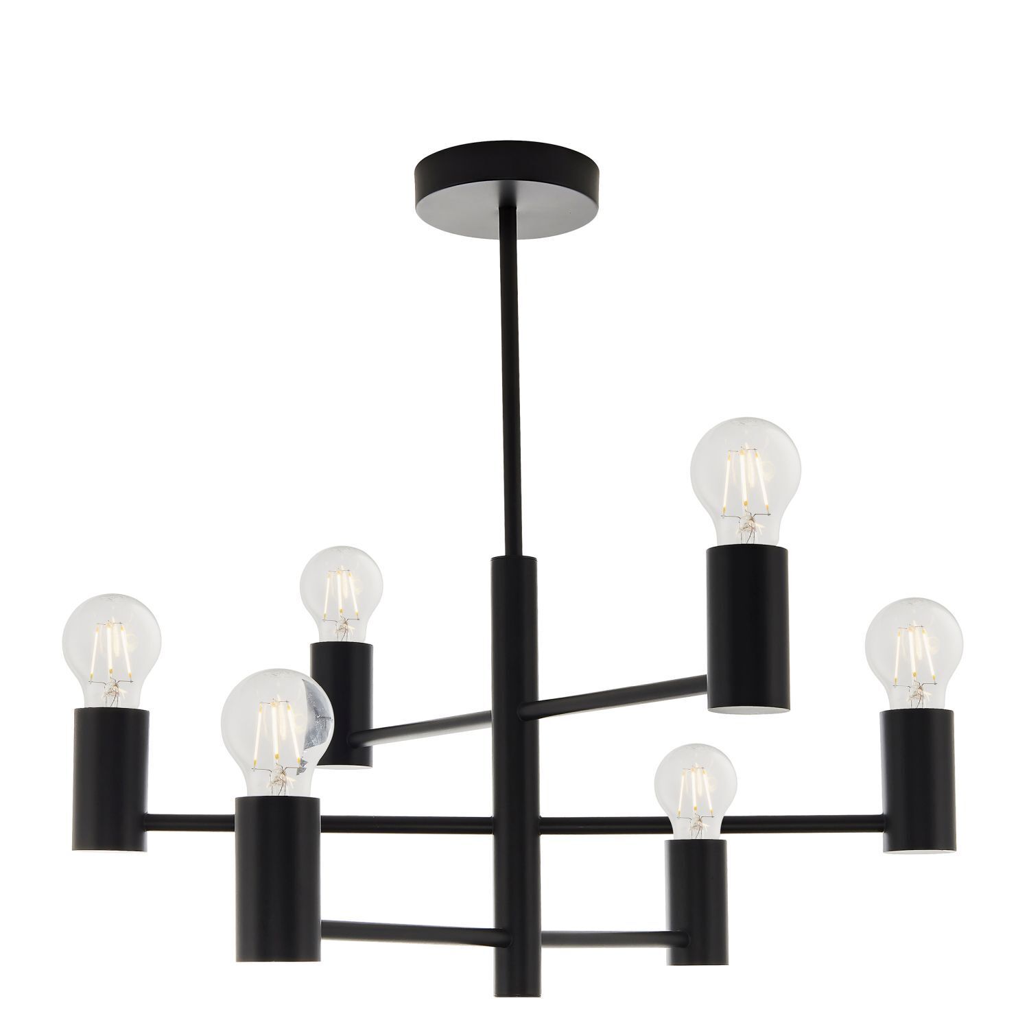 Lampe de plafonnier métal noir L : 55,3 cm minimaliste 6x E27