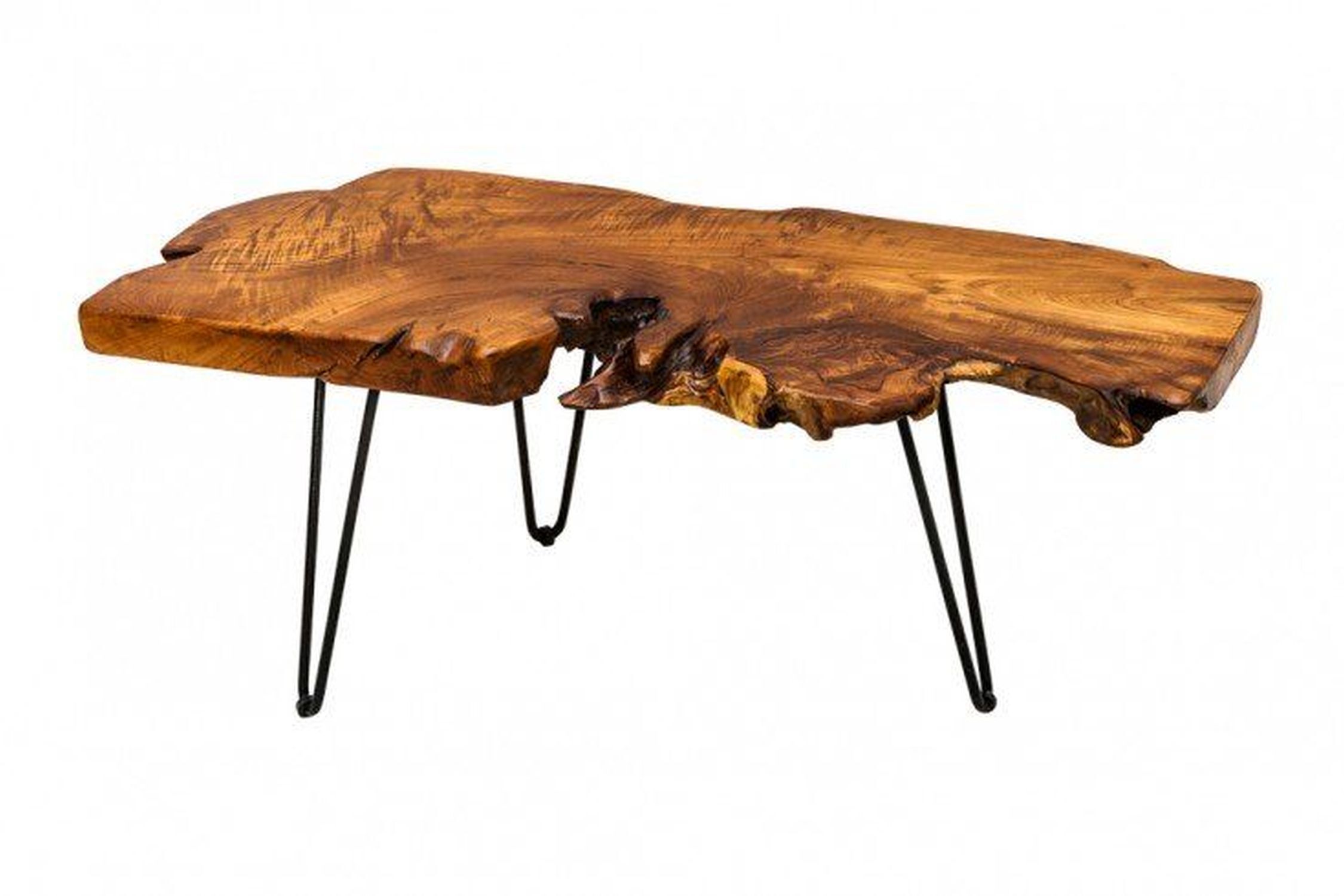 Table basse Rondelle d'arbre Bois d'acacia Métal Artisanat 100x40 cm Kaffeetisch, Mobiliar, Tabelle, Holz, Esstisch