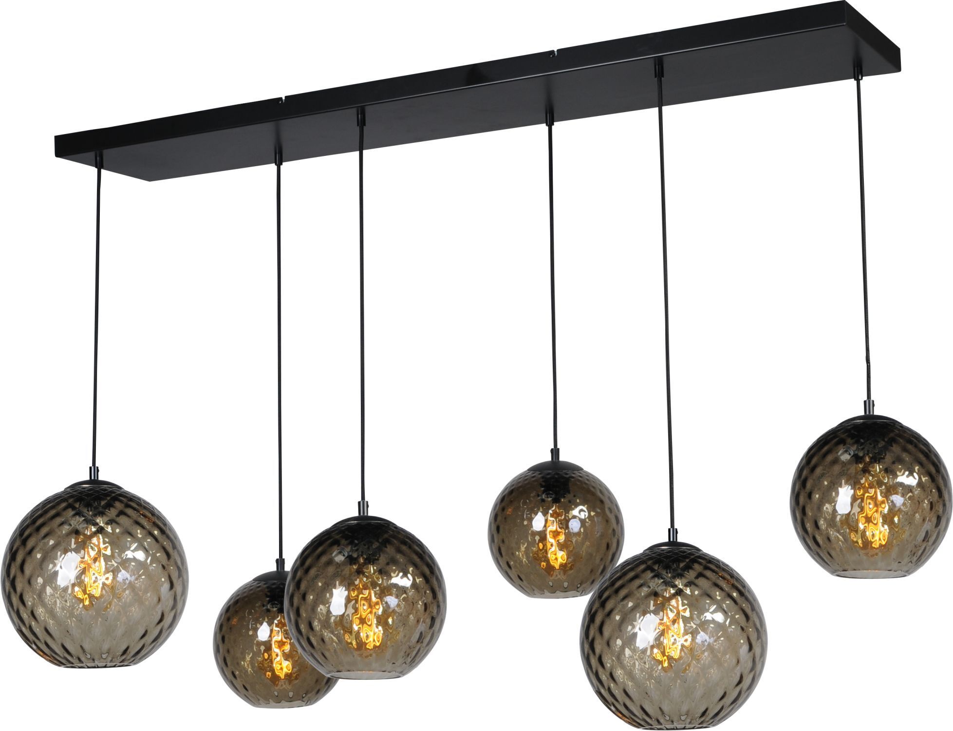 Suspension Noir grand 130 cm de large verre métal