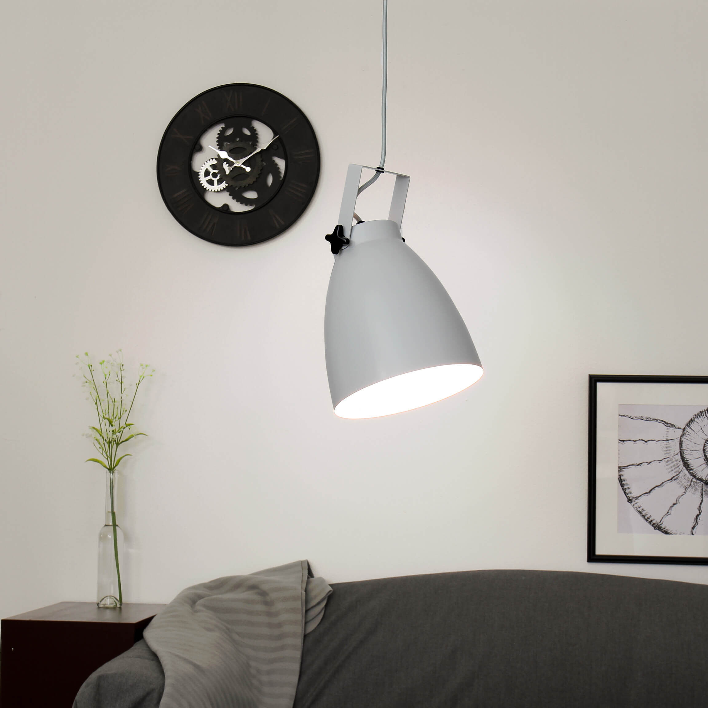 Lampe à suspendre métal gris E27 Ø 21 cm Industrial