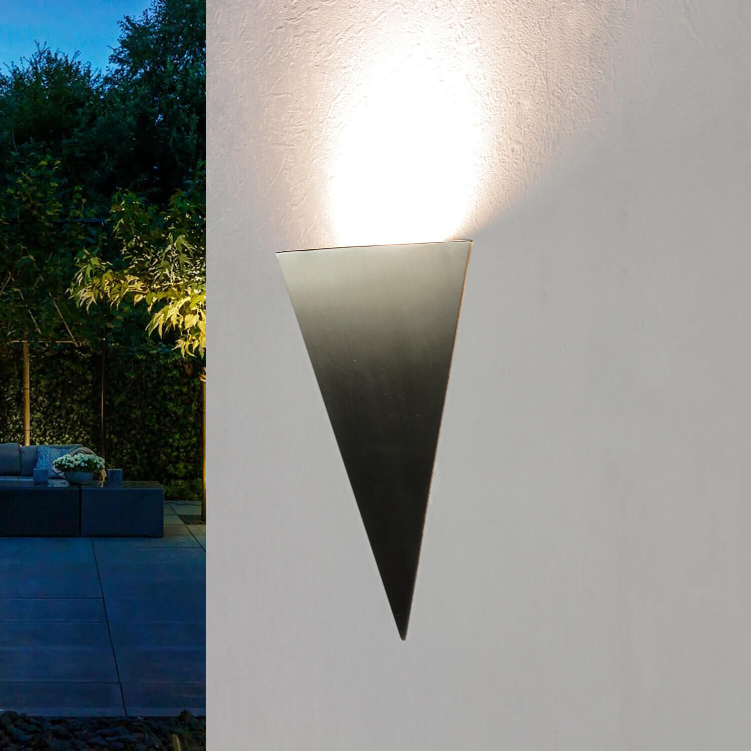 Applique murale d'extérieur en acier inoxydable Triangle LED Dreieck, Beleuchtung