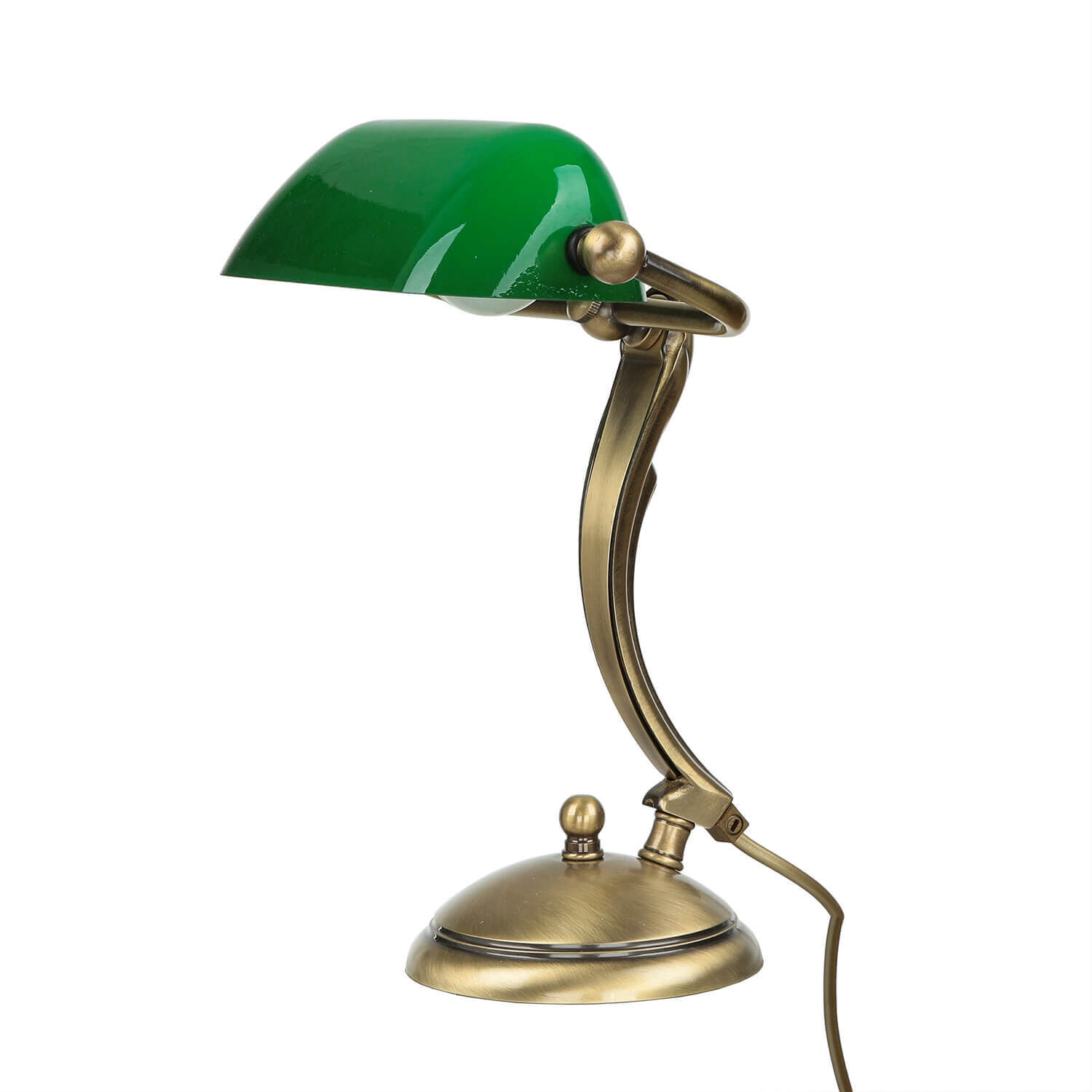 Tischlampe, Grün Schirm, Brass/Messing, LED/Glühbirne, Verstellbar
