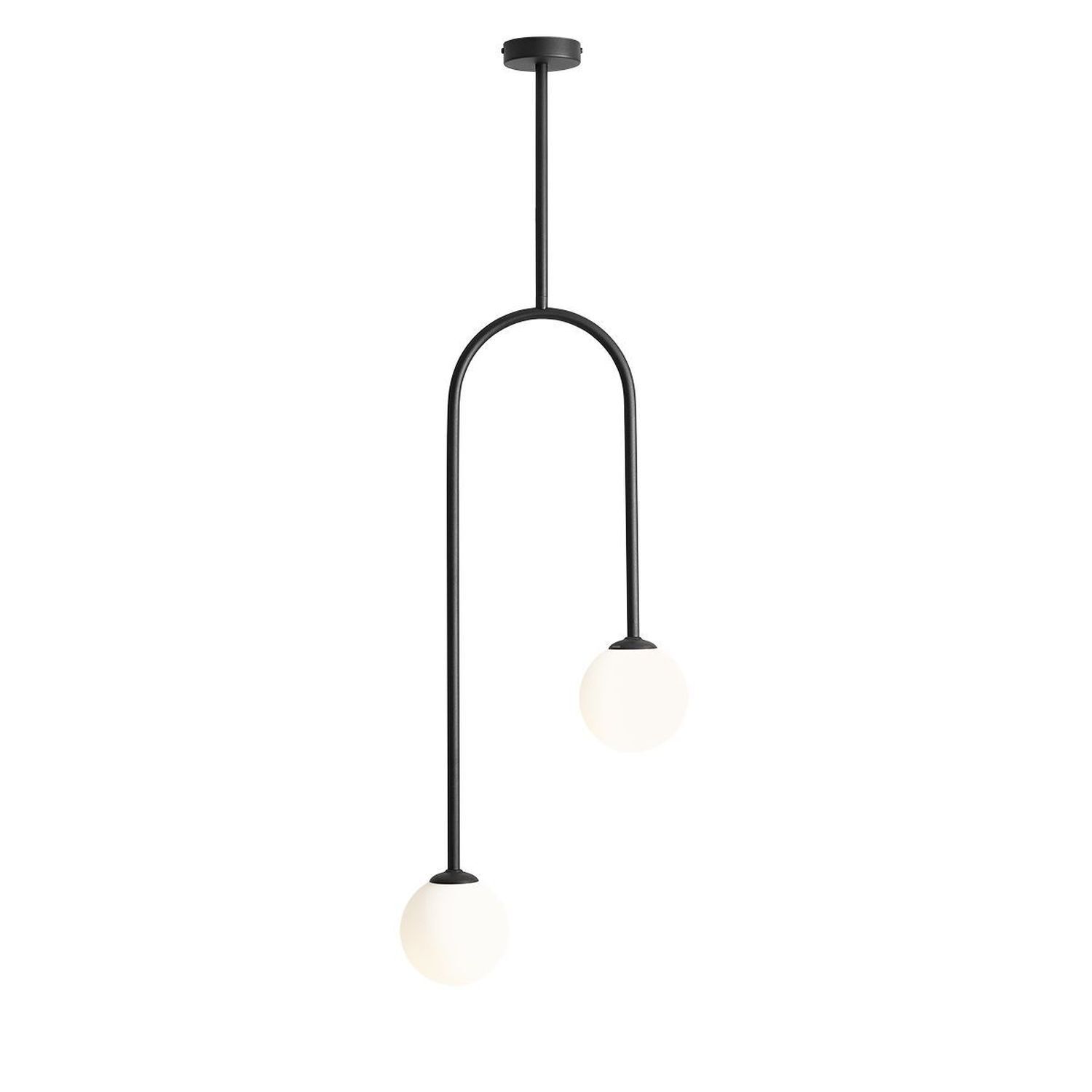 Plafonnier moderne verre métal noir E14 faible éblouissement