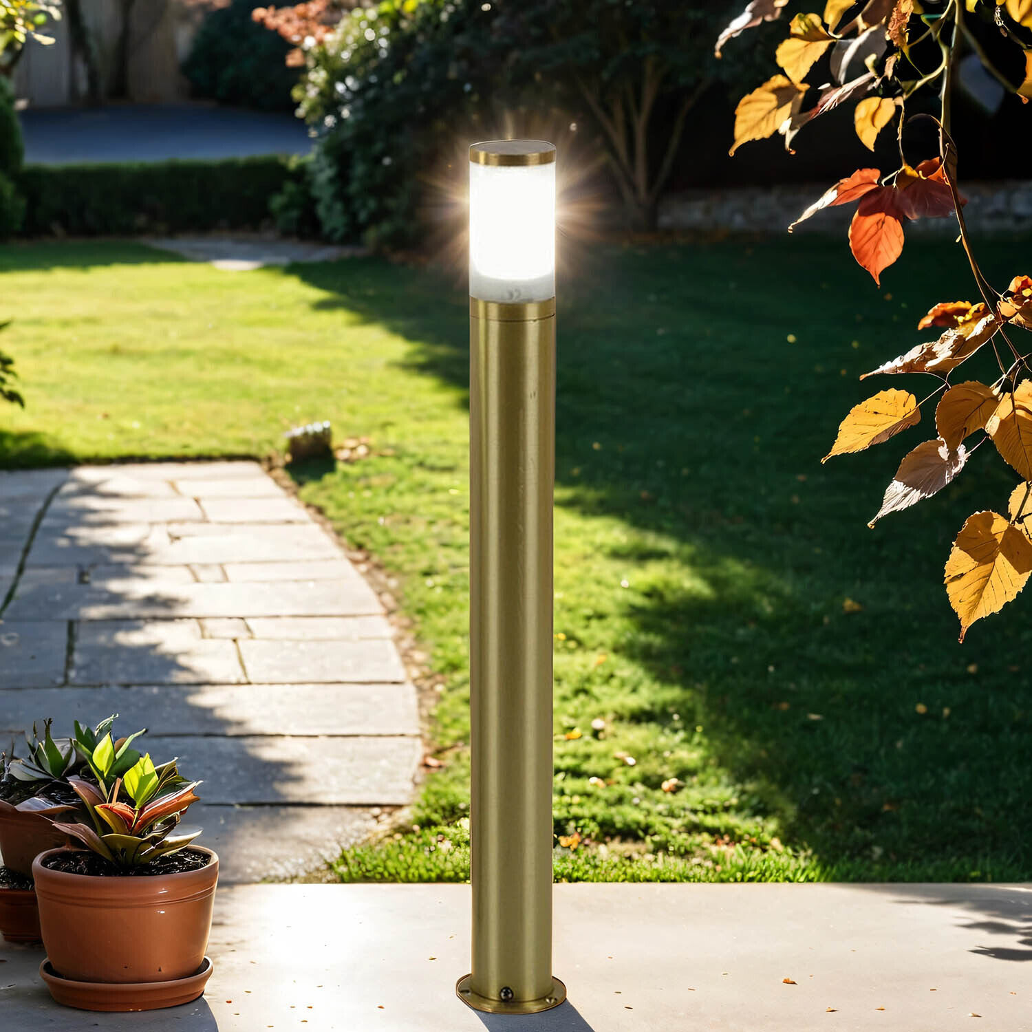 Lampe d'allée laiton IP55 H:65cm E27 jardin extérieur