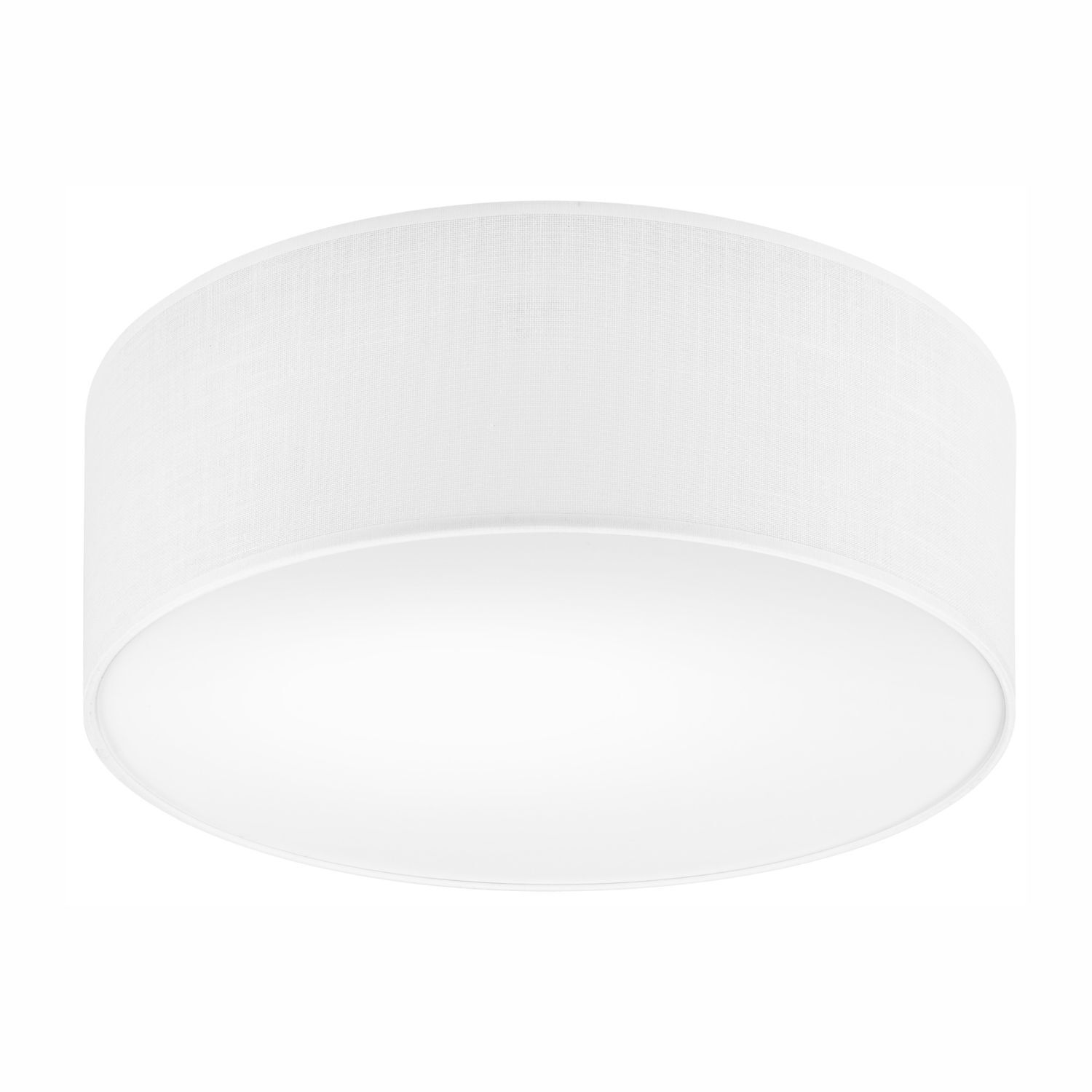 Plafonnier Blanc Ø 35 cm rond plat tissu anti-éblouissement E27