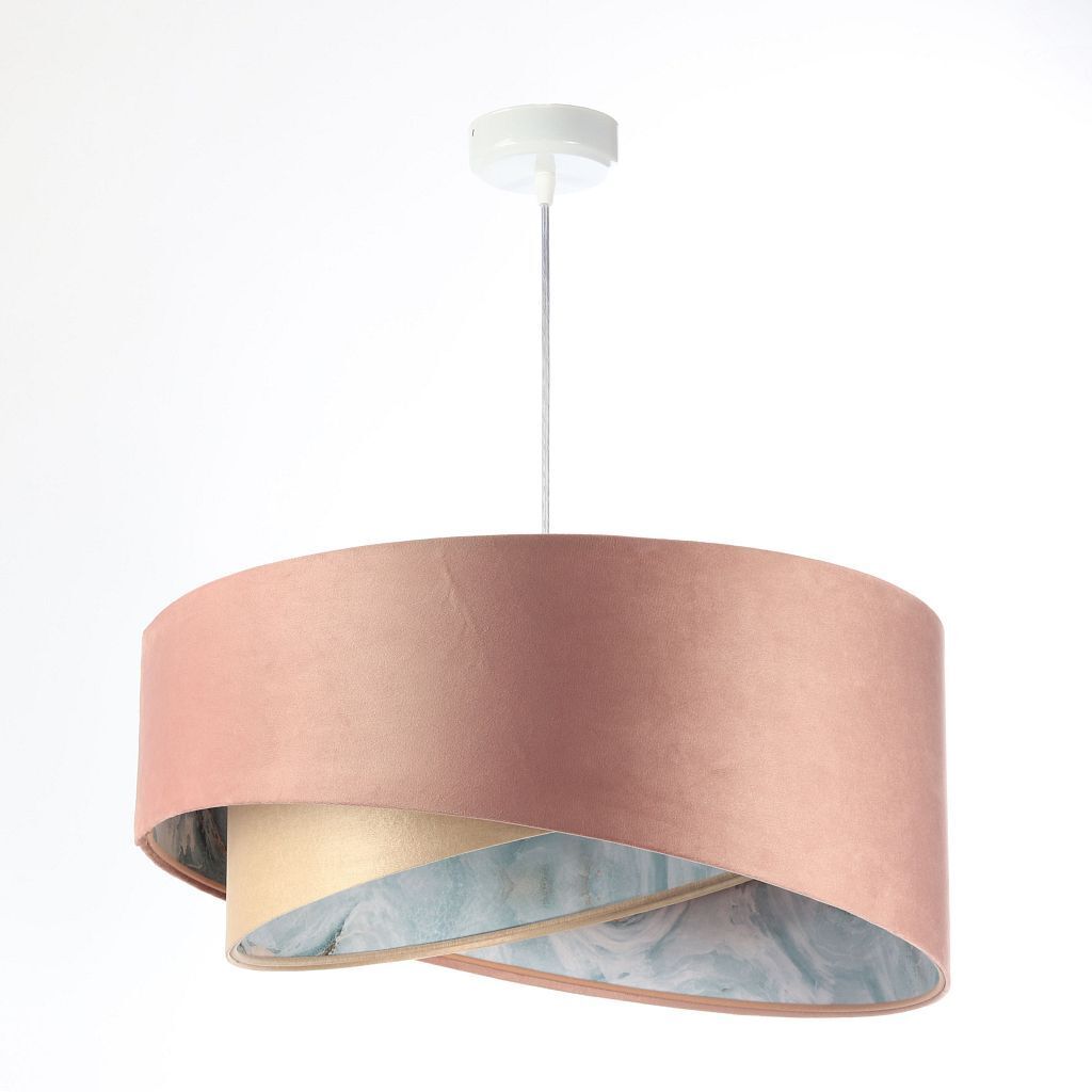 Suspension Rose Beige Bleu clair Ø 50 cm Abat-jour en tissu E27 Lampe, Deckenleuchte