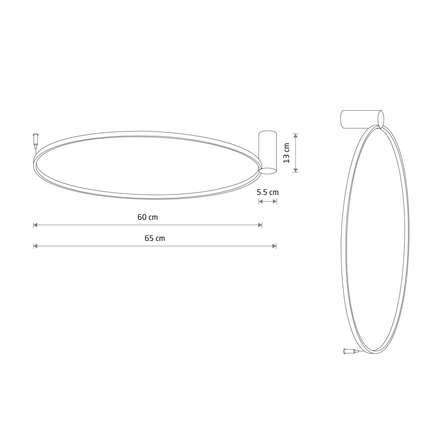 Applique murale LED Noir 3000 K 660 lm Ø 60 cm Anneau