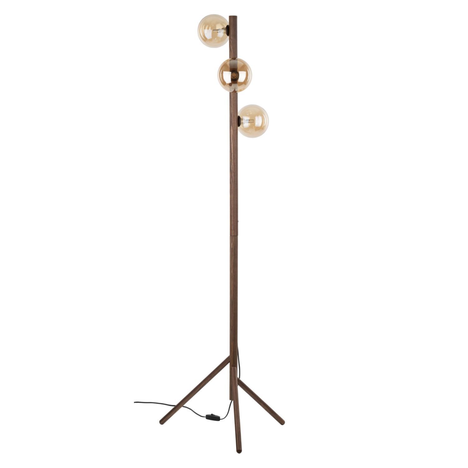 Stehleuchte Braun Holz 150 cm G9 elegant Tripod Glas