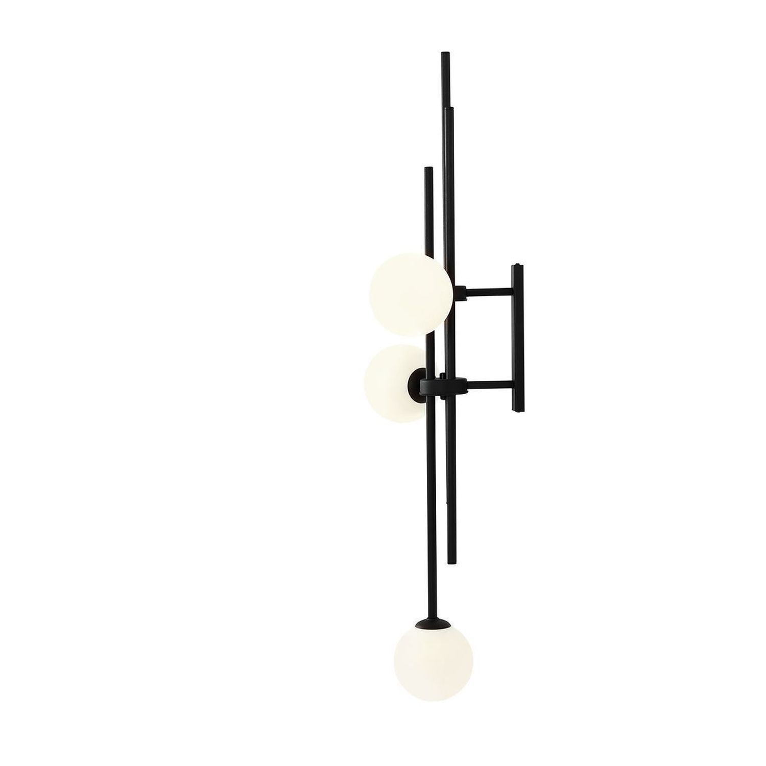 Applique murale noir blanc 3 flammes E27 boules en verre
