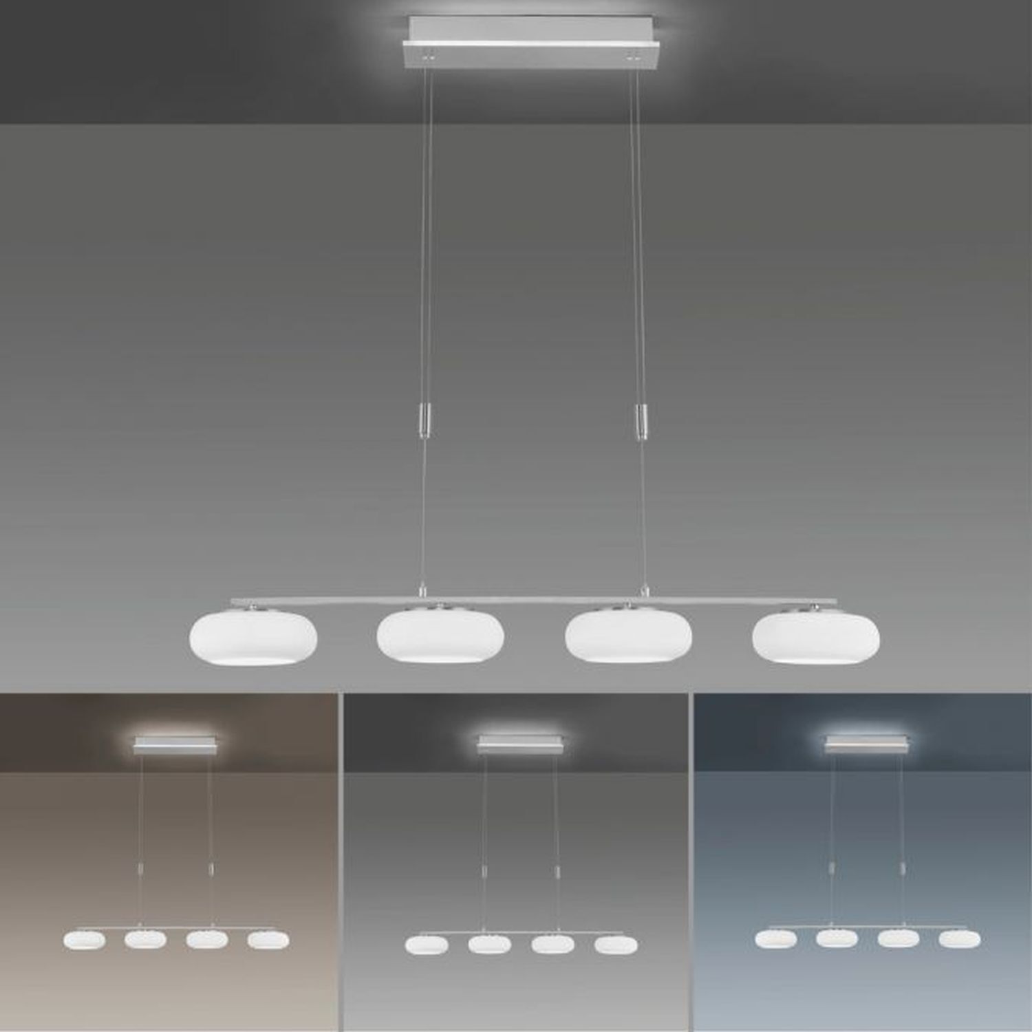 Lampe LED à suspendre verre en acier 108 cm 38 W Télécommande Deckenleuchte, Beleuchtung, Leuchter, Lampe