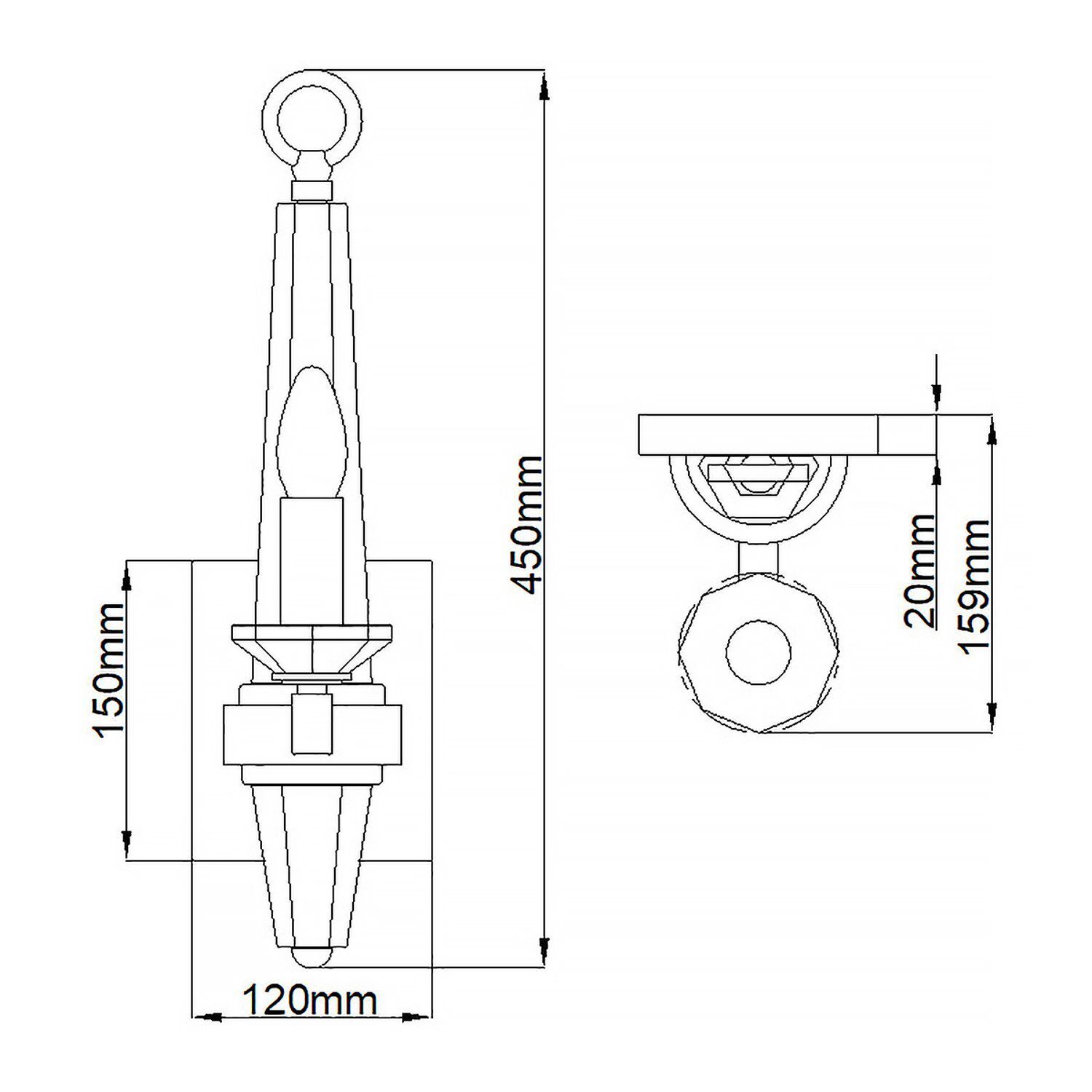 Lampe murale métal cristal 45 cm de haut E14 HARLOW