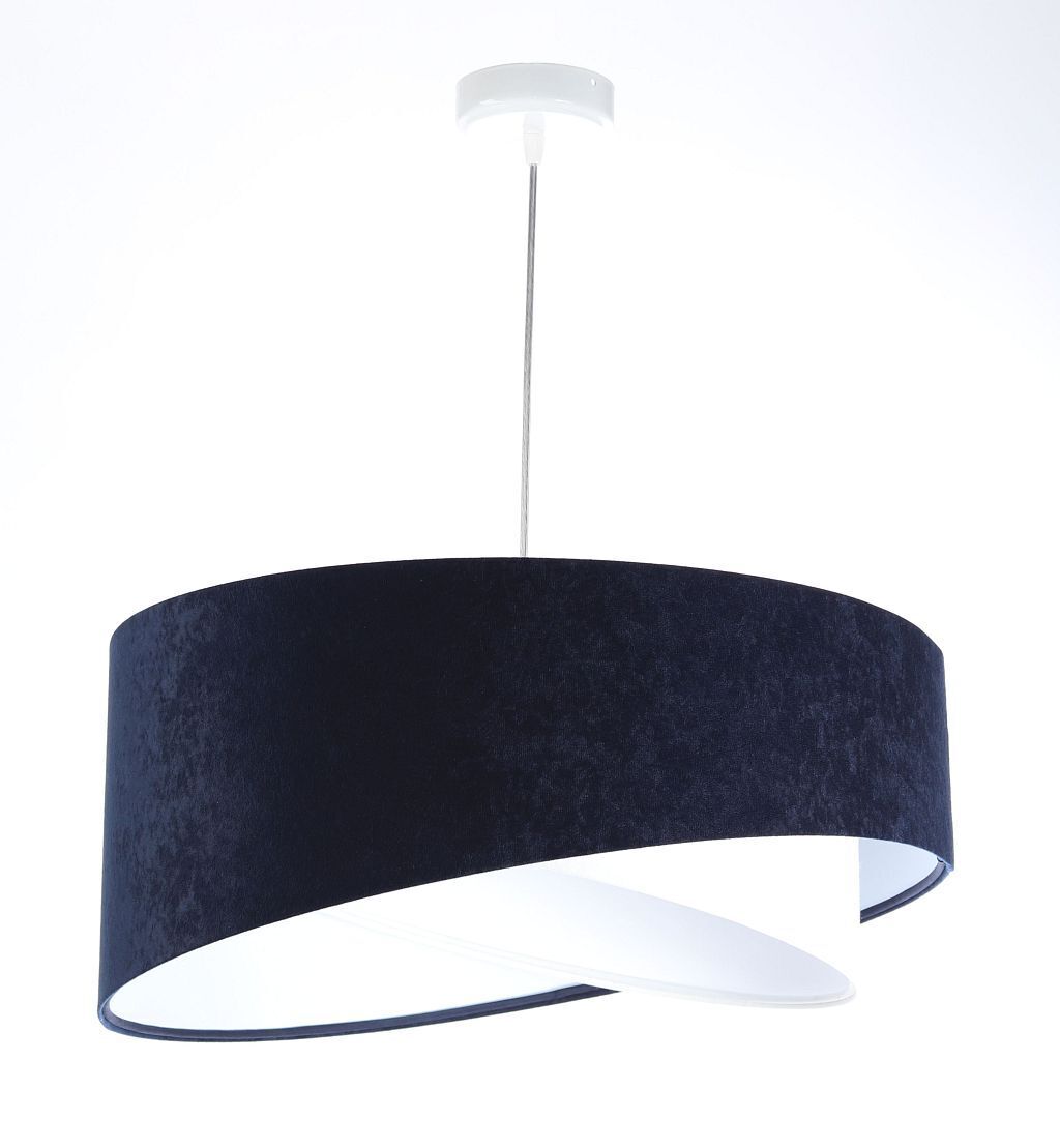 Lampe à suspendre Blanc Bleu E27 rond Ø 50 cm Tissu aspect velours Lampe
