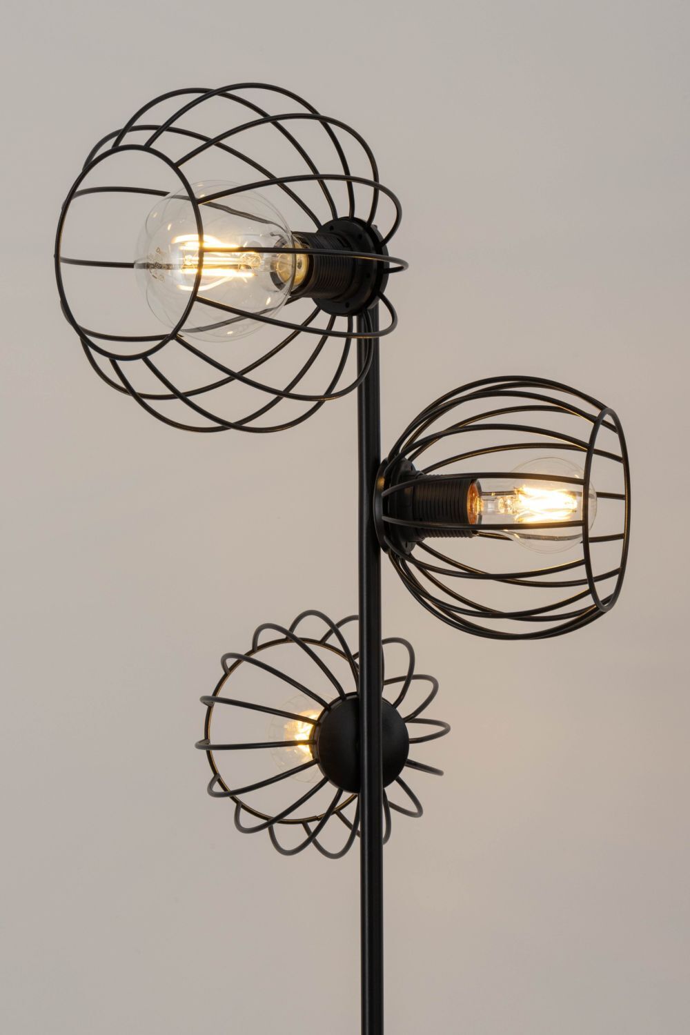 Lampadaire noir E27 163 cm métal salon