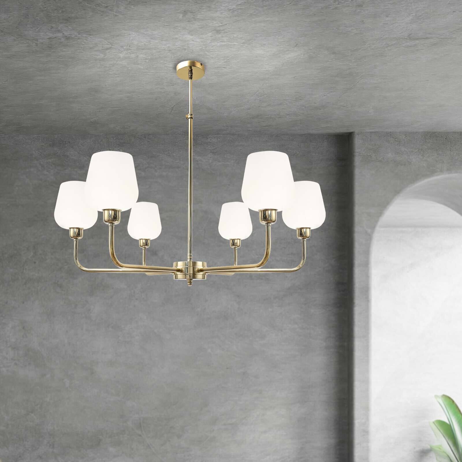 Kronleuchter Glas Messing Ø 81 cm 6x E27 verstellbar Leuchter, Lampe