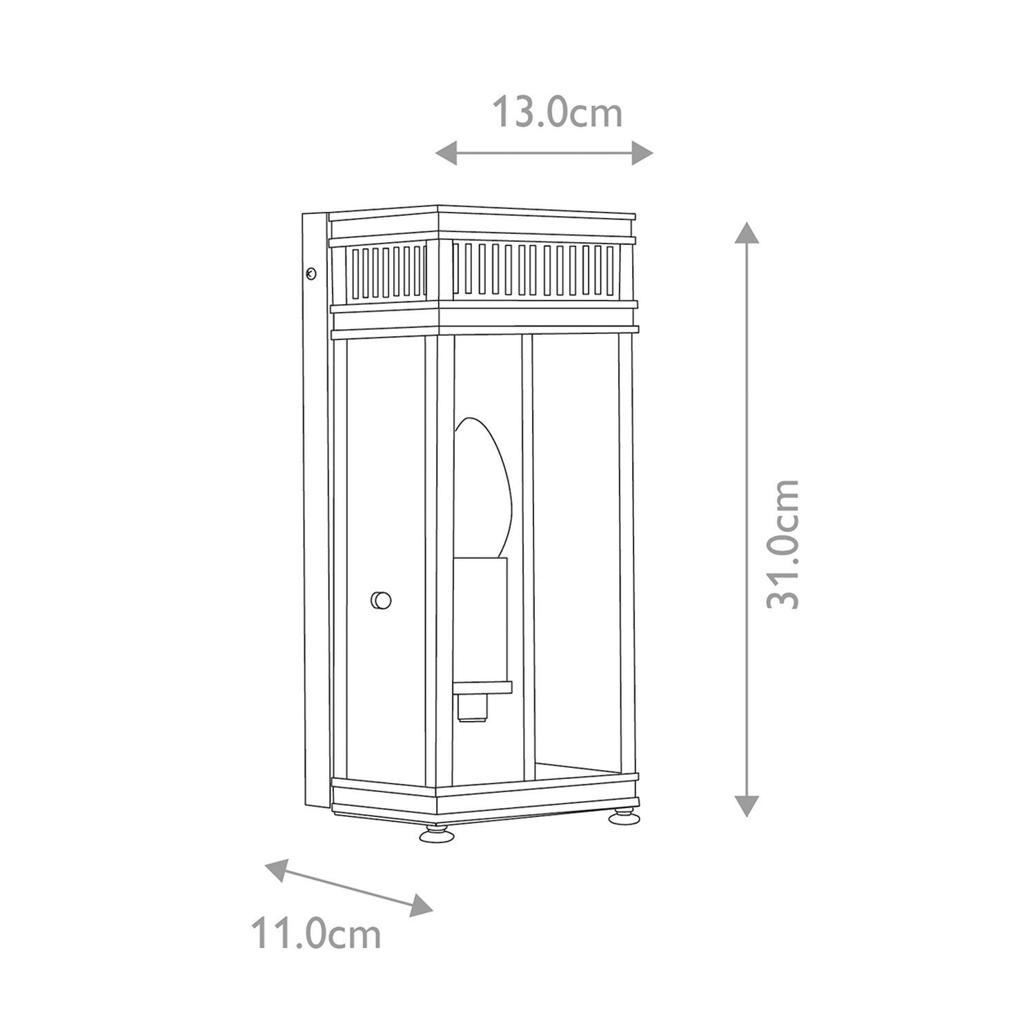 Applique murale extérieure laiton verre hauteur 31 cm IP44 massif E14