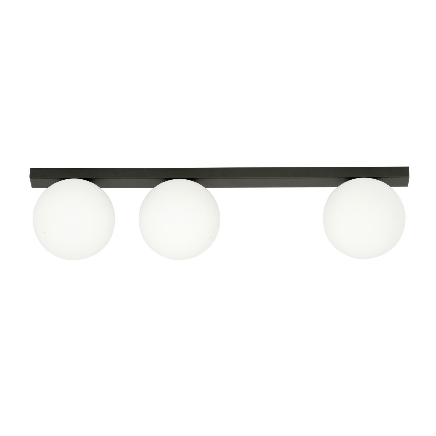 Plafonnier 3 flammes E14 70 cm de long verre métal blanc noir