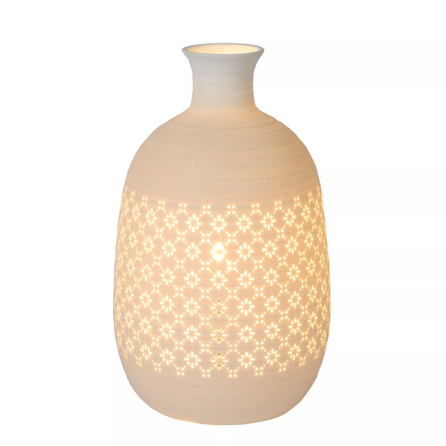 Tischleuchte Porzellan Weiß Ø15,4 cm rund E14 26,3 cm Töpferei, Krug, Vase, Porzellan, Lampe