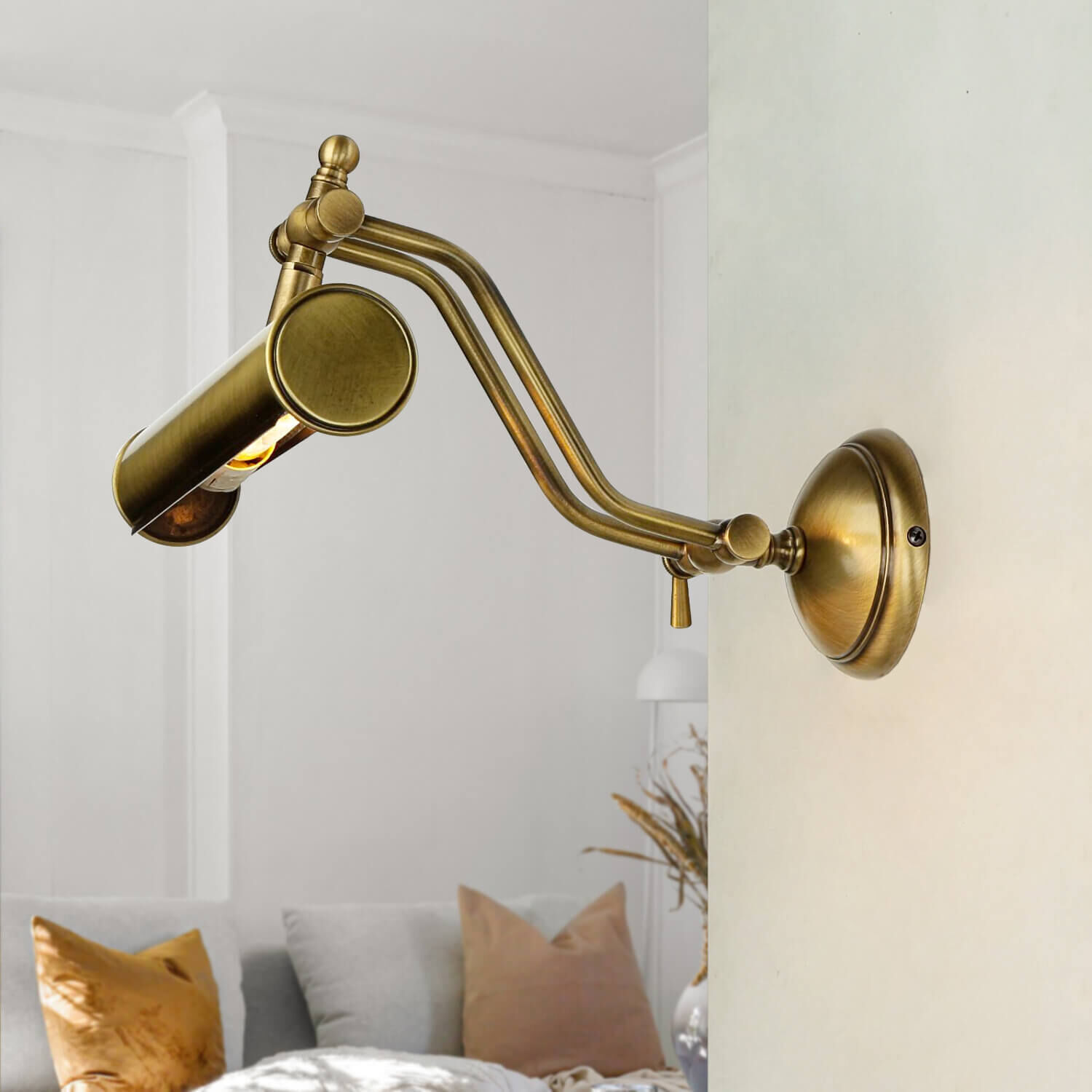 Bilderleuchte Bronze Hell aus Echt-Messing 30cm Bronze, Badezimmer, Drinnen, Zimmer, Duscharmatur