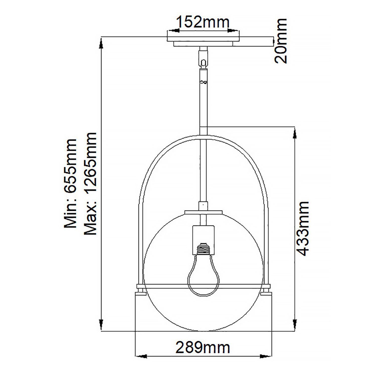 Lampe à suspendre verre métal E27 D : 28,9 cm rond Vintage