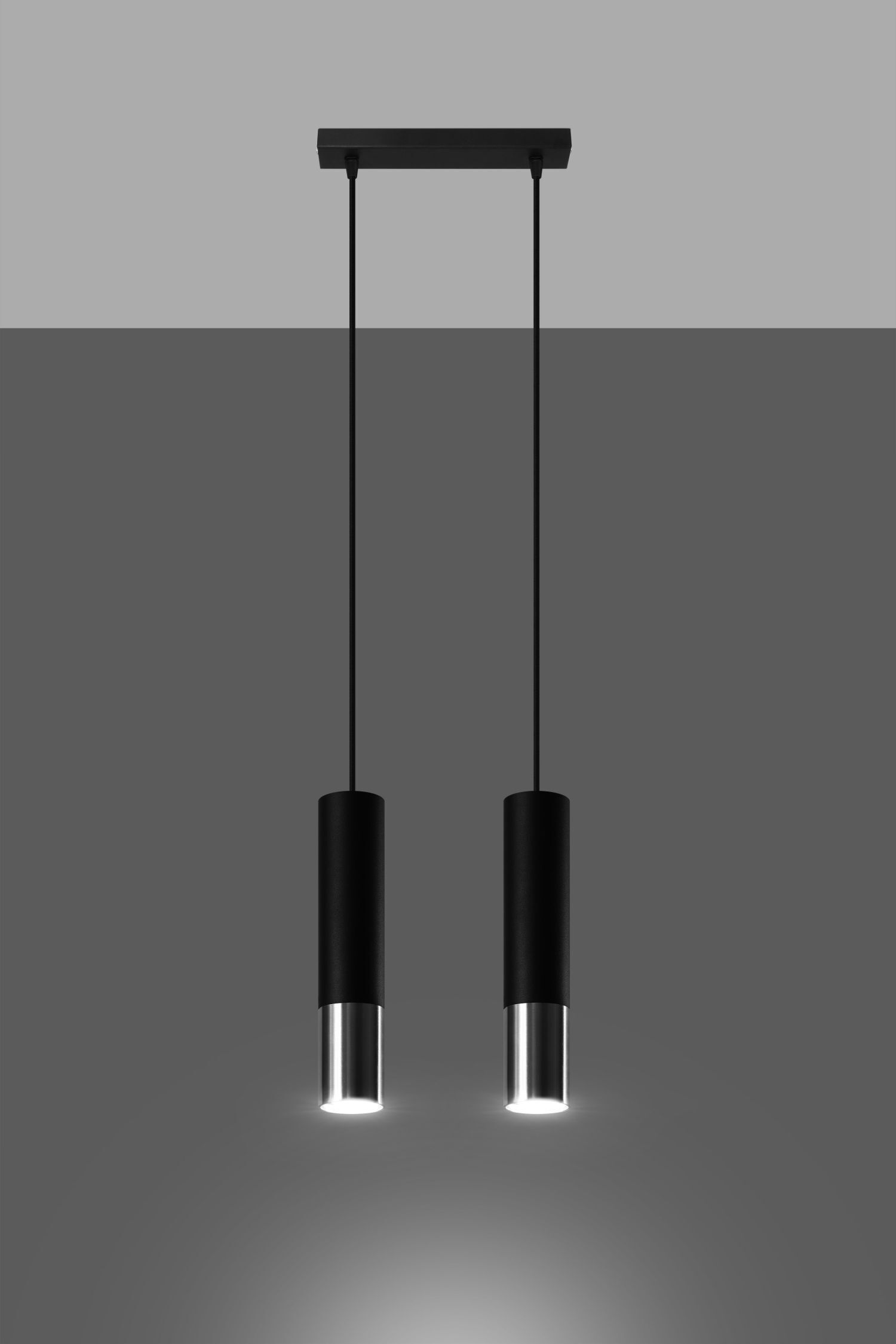 Suspension noir chrome 2 flammes métal ajustable