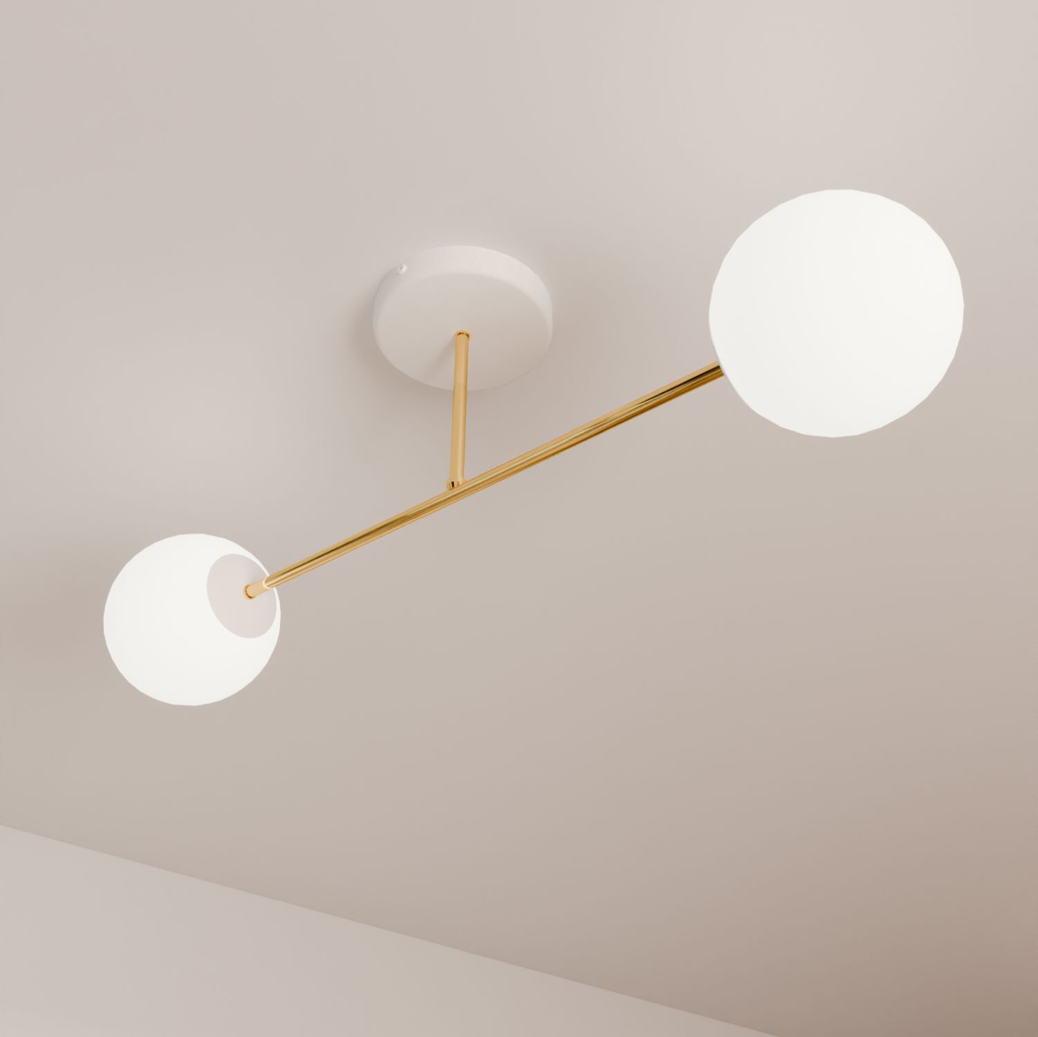 Plafonnier blanc or 2 flammes 55 cm E14 ANNETTA