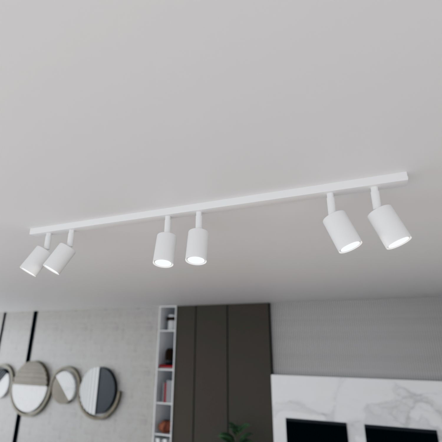 Projecteur de plafond blanc 116 cm de long métal GU10 6-flamme
