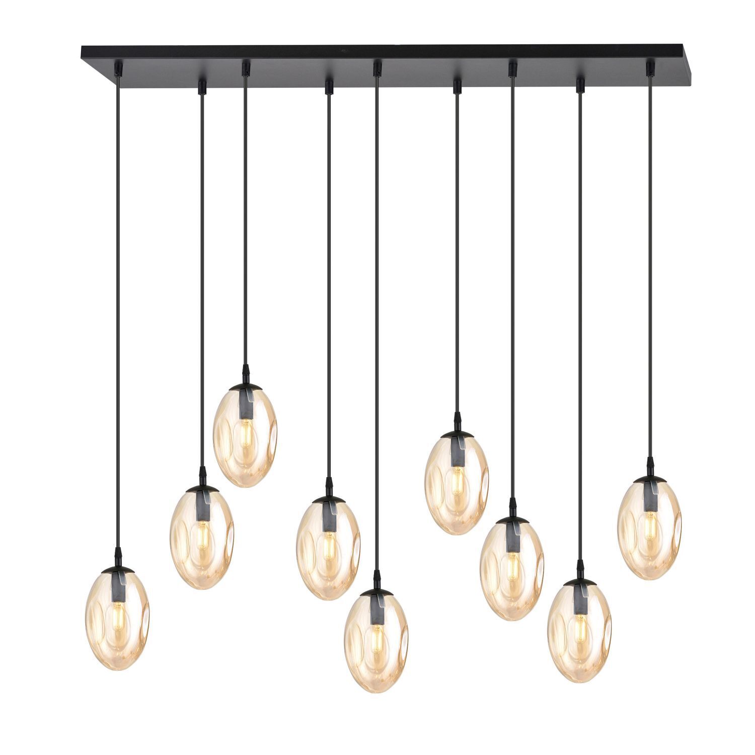 Lampe à suspendre grand verre 9 flammes en ambre noir E14