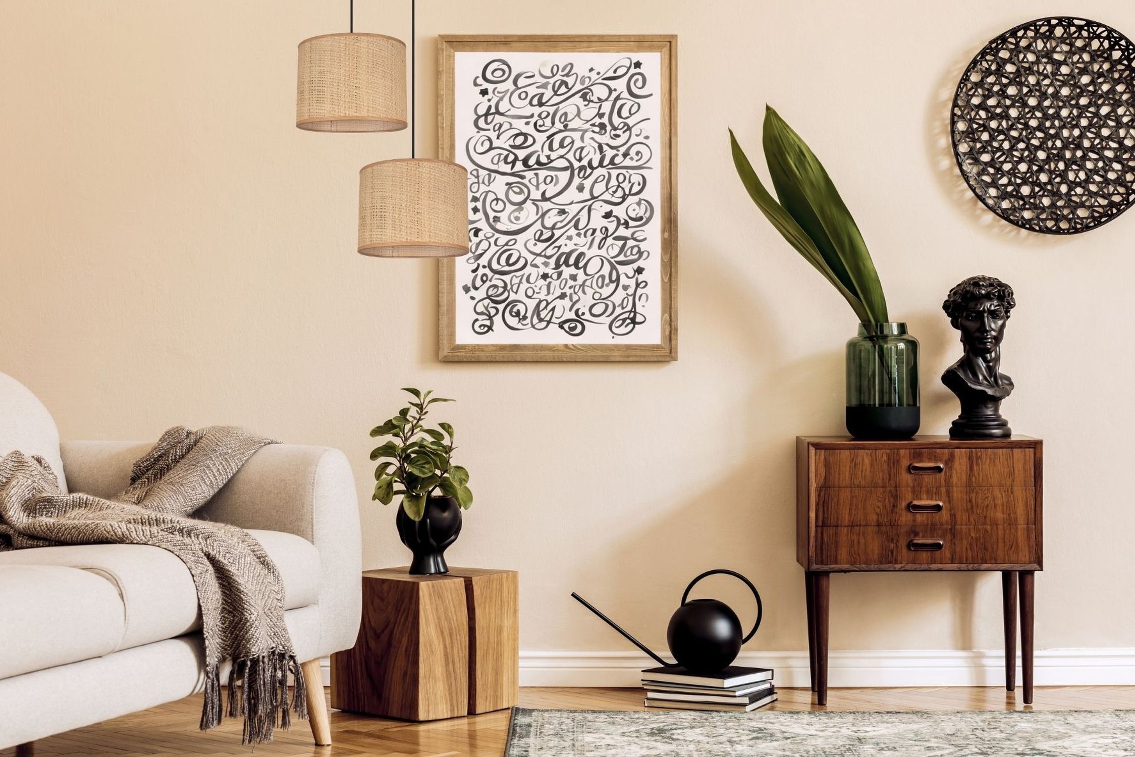 Lampe, Innenarchitektur, Pflanze, Dekoration für Zuhause, Malerei