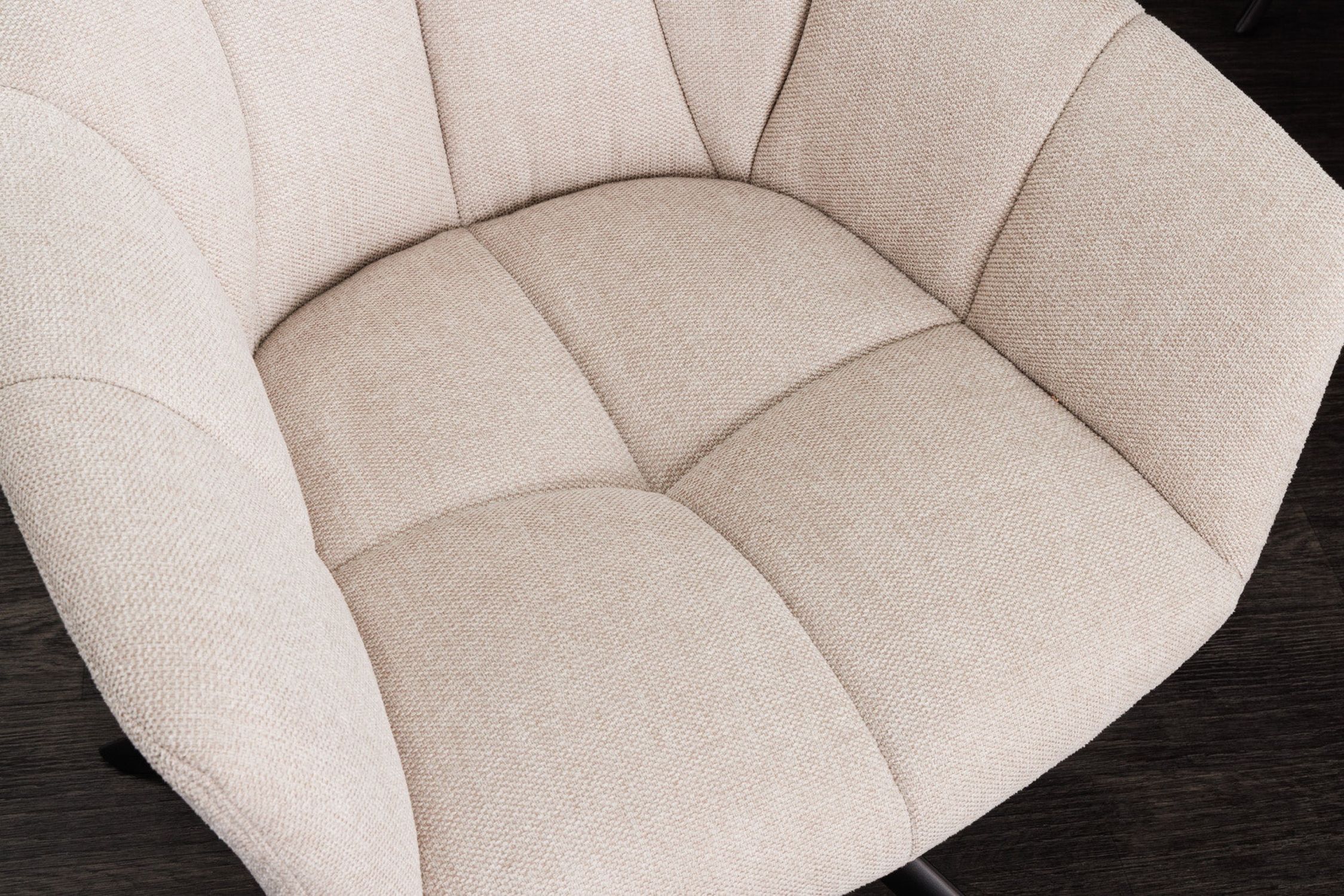 Chaise de bureau sans roulettes Crème Beige Noir Tissu Métal Rétro Moebel, Stuhl, Sessel