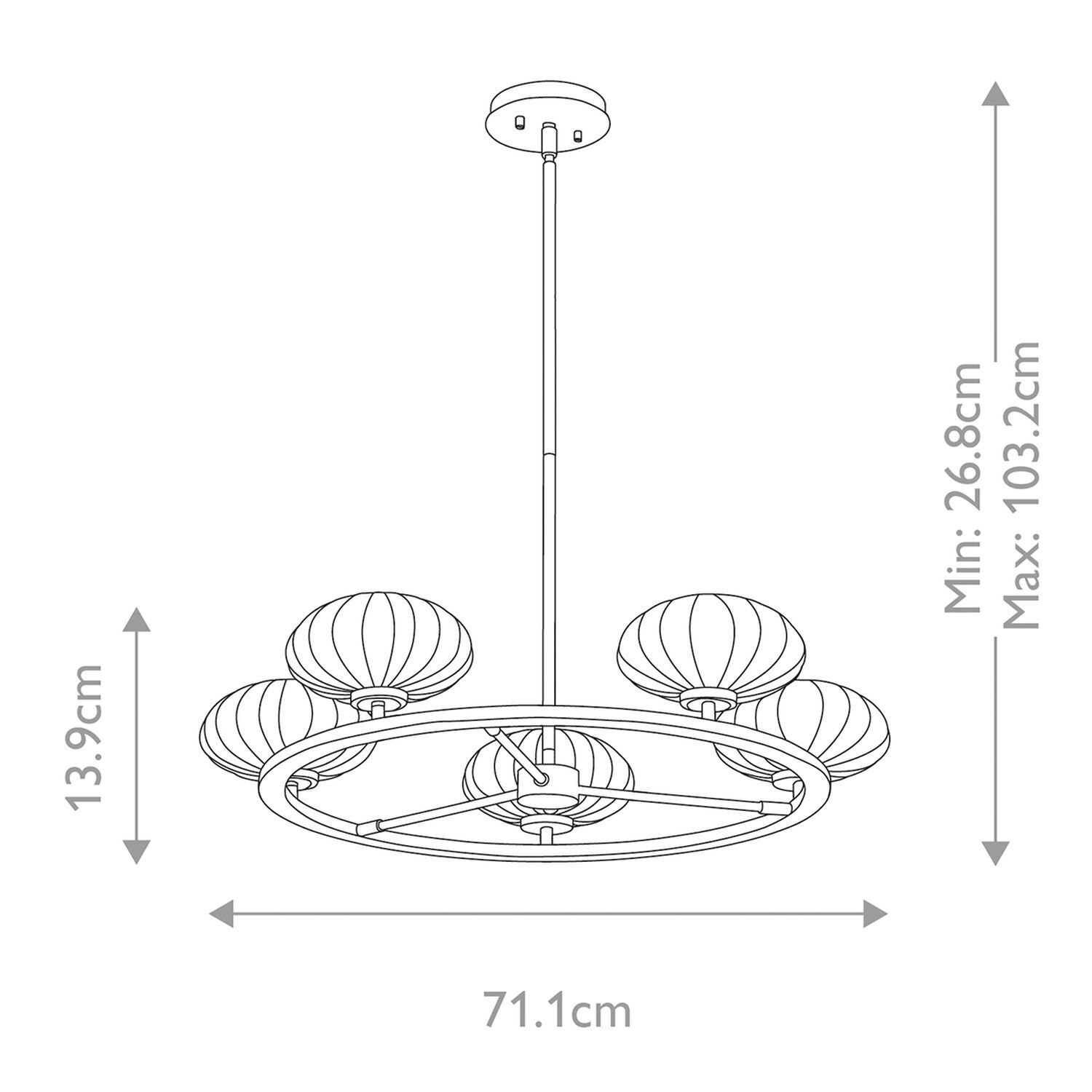 Lampe de plafonnier salle de bain IP44 chrome blanc Ø 71 cm ajustable LED