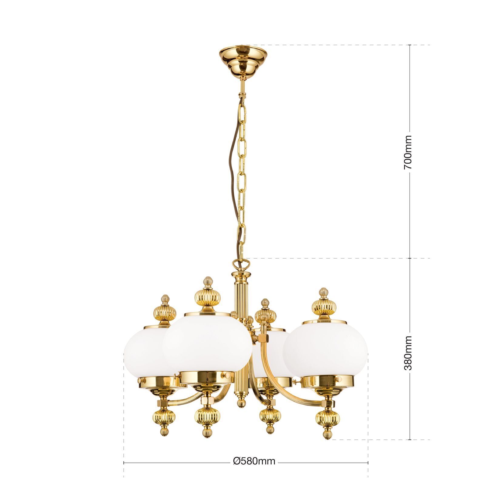 Chandelier, Goldene Optik, Glasschirm, Deckenleuchte, Dekorationsleuchte