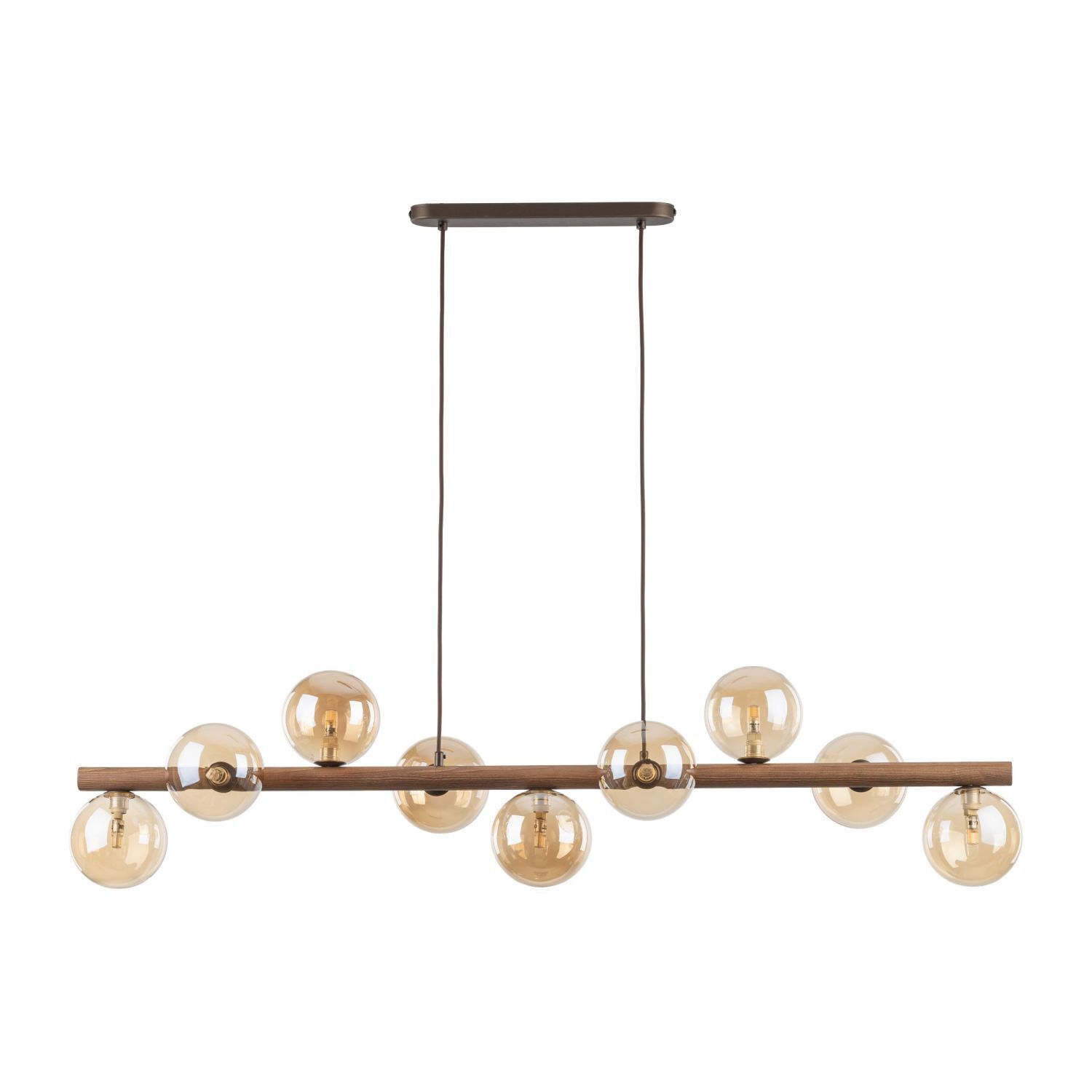 Pendelleuchte Holz zeitlos 117 cm Braun G9 Glas modern pendant light, Holz-Leiste, Globo-Glühbirnen, braun, hängende Lampe