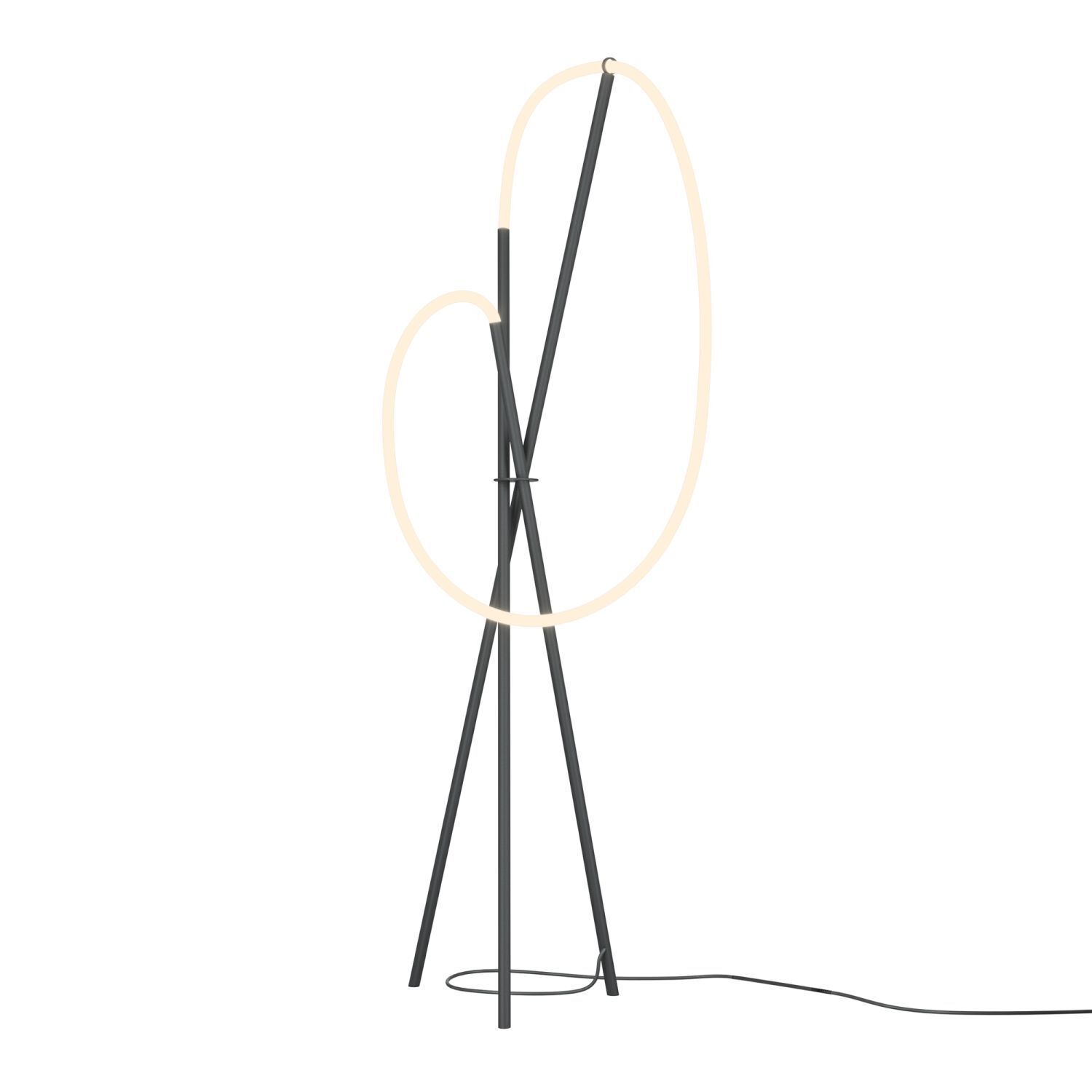 LED Stehlampe Tripod dimmbar Schwarz 162 cm 36 W 3000 K Steh-LED-Lampe, Ringleuchte, schwarz, Standleuchte, Fiberoptik-Design