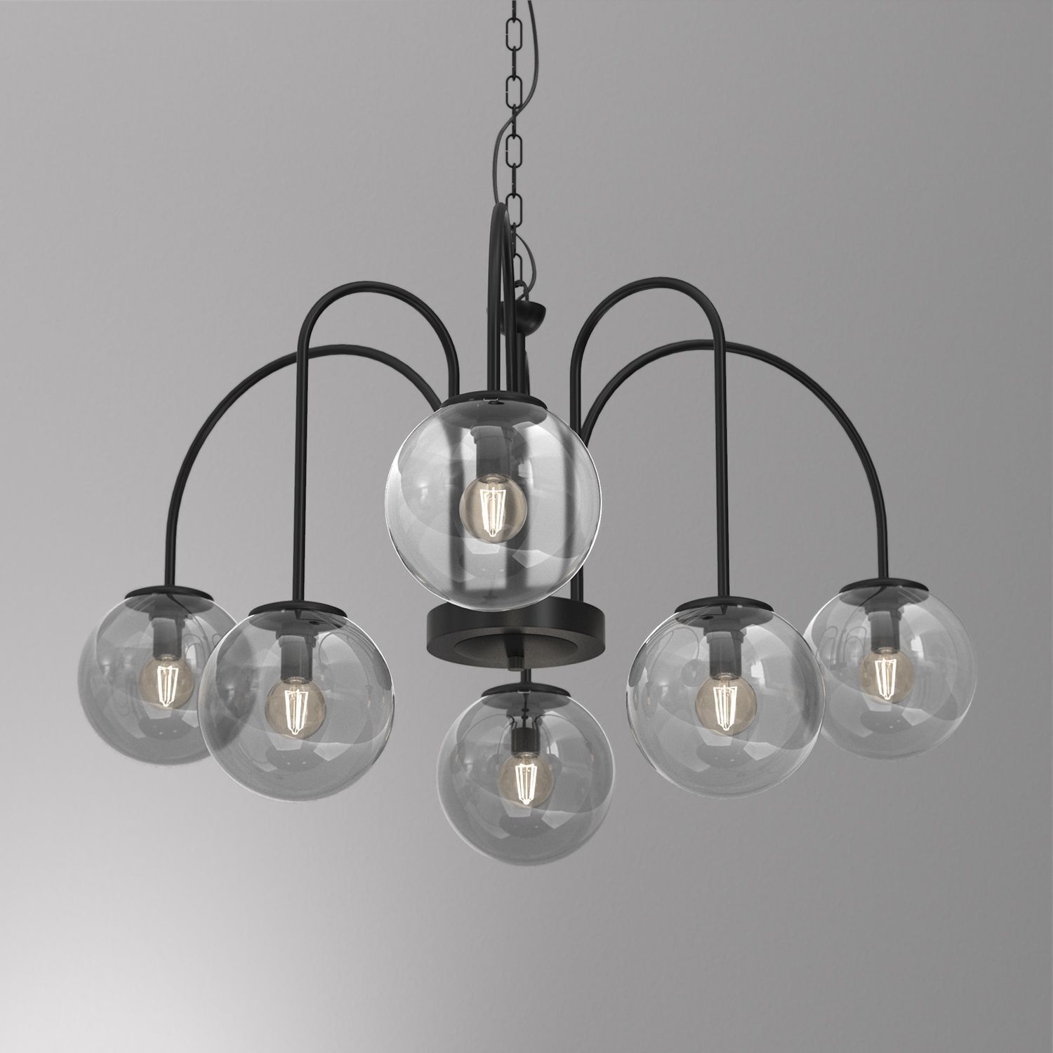 Suspension ronde en laiton noir gris fumé Ø65 cm