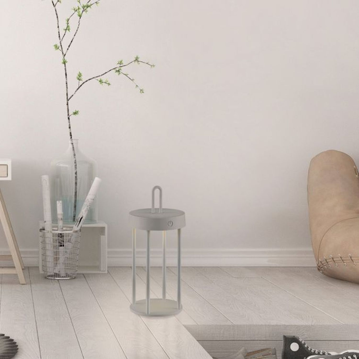 Lampe de table LED rechargeable Aluminium dimmable IP44 2 W Greige