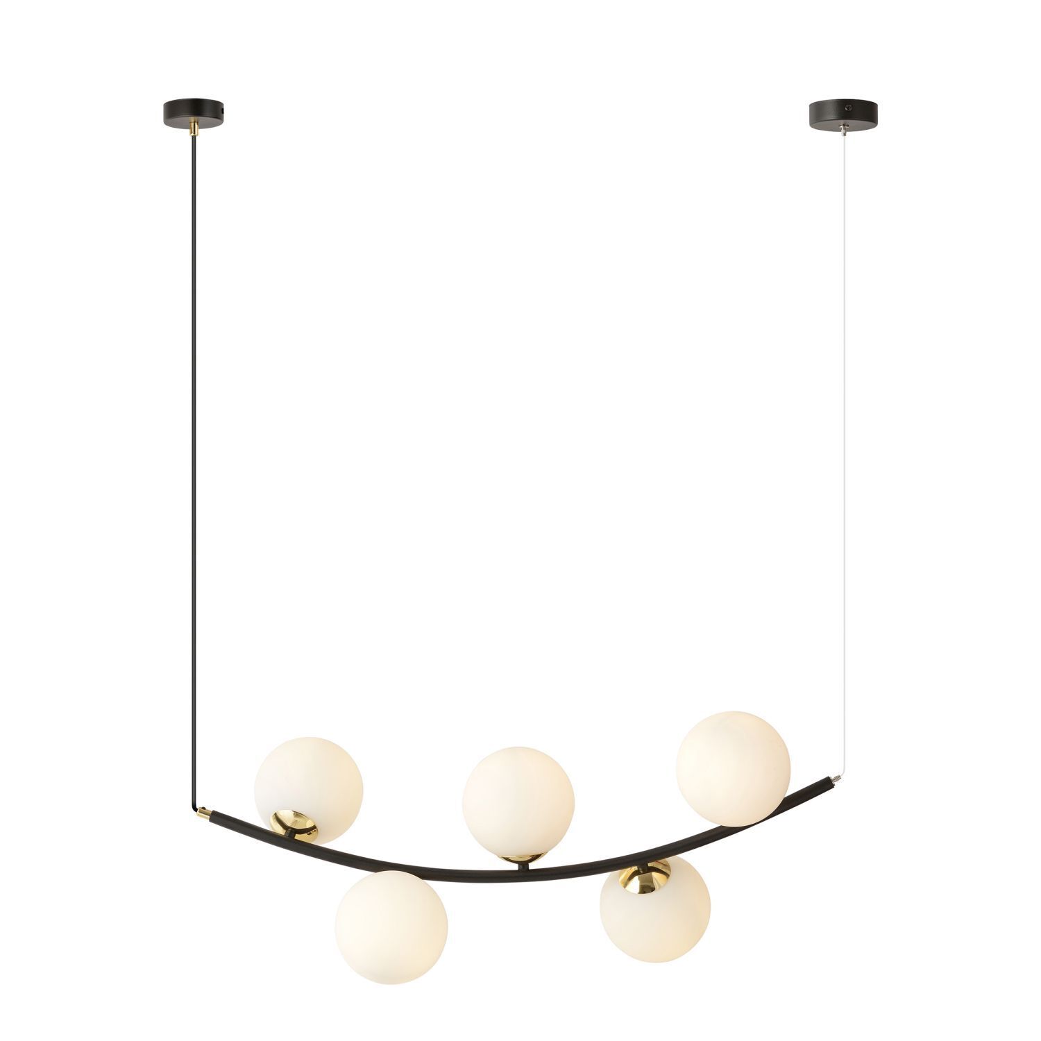 Lampe à suspendre métal verre L : 80 cm H : max. 100 cm E14 5 flammes
