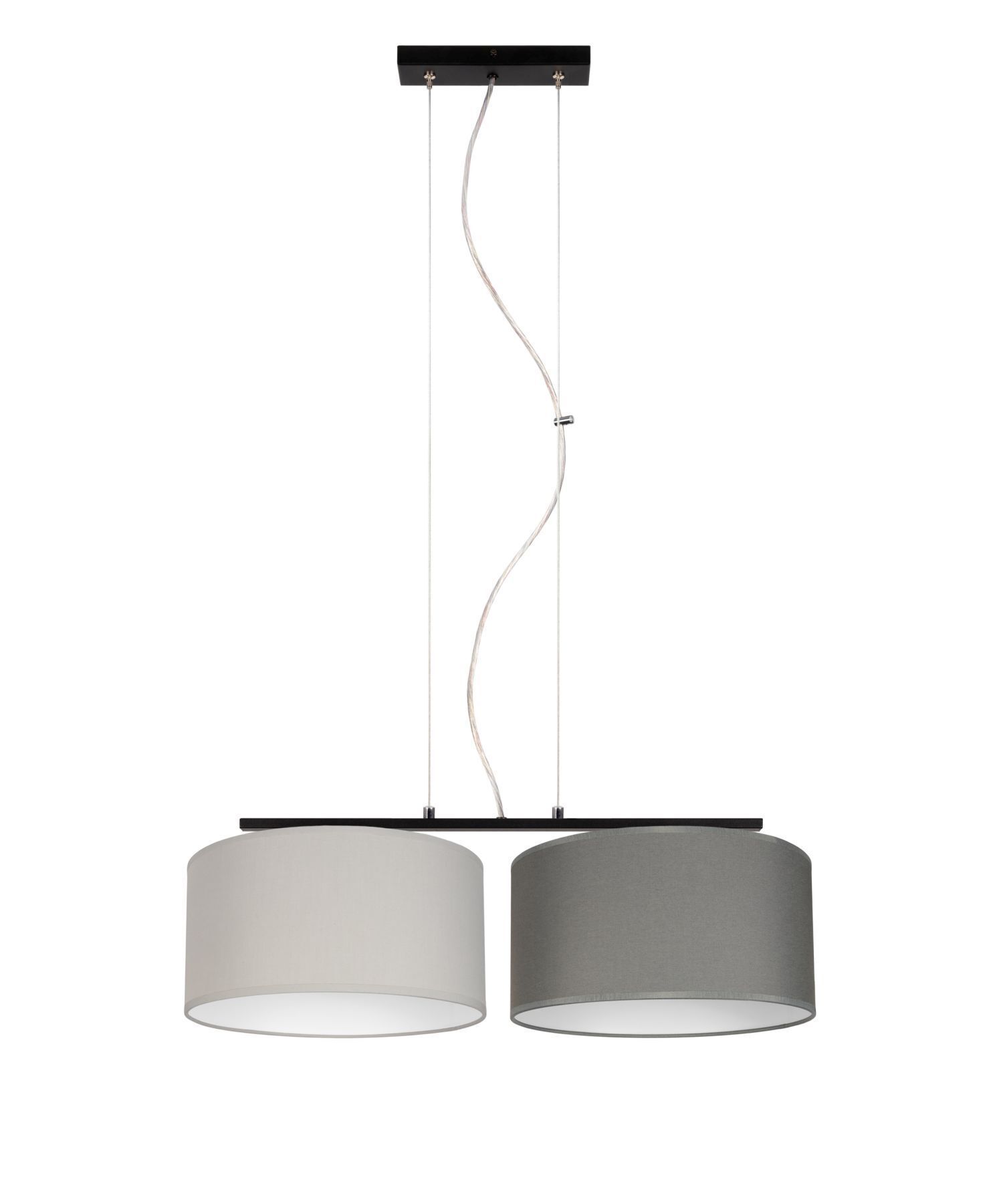 Suspension métal tissu E27 noir gris graphite