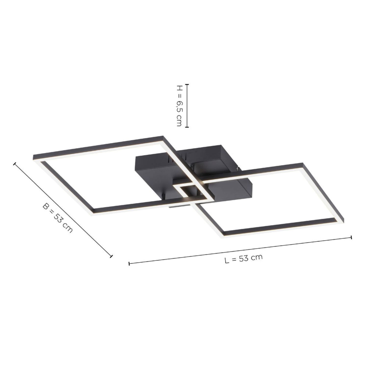 Plafonnier LED noir L:53 cm 2700-5000 K dimmable Deckenleuchte