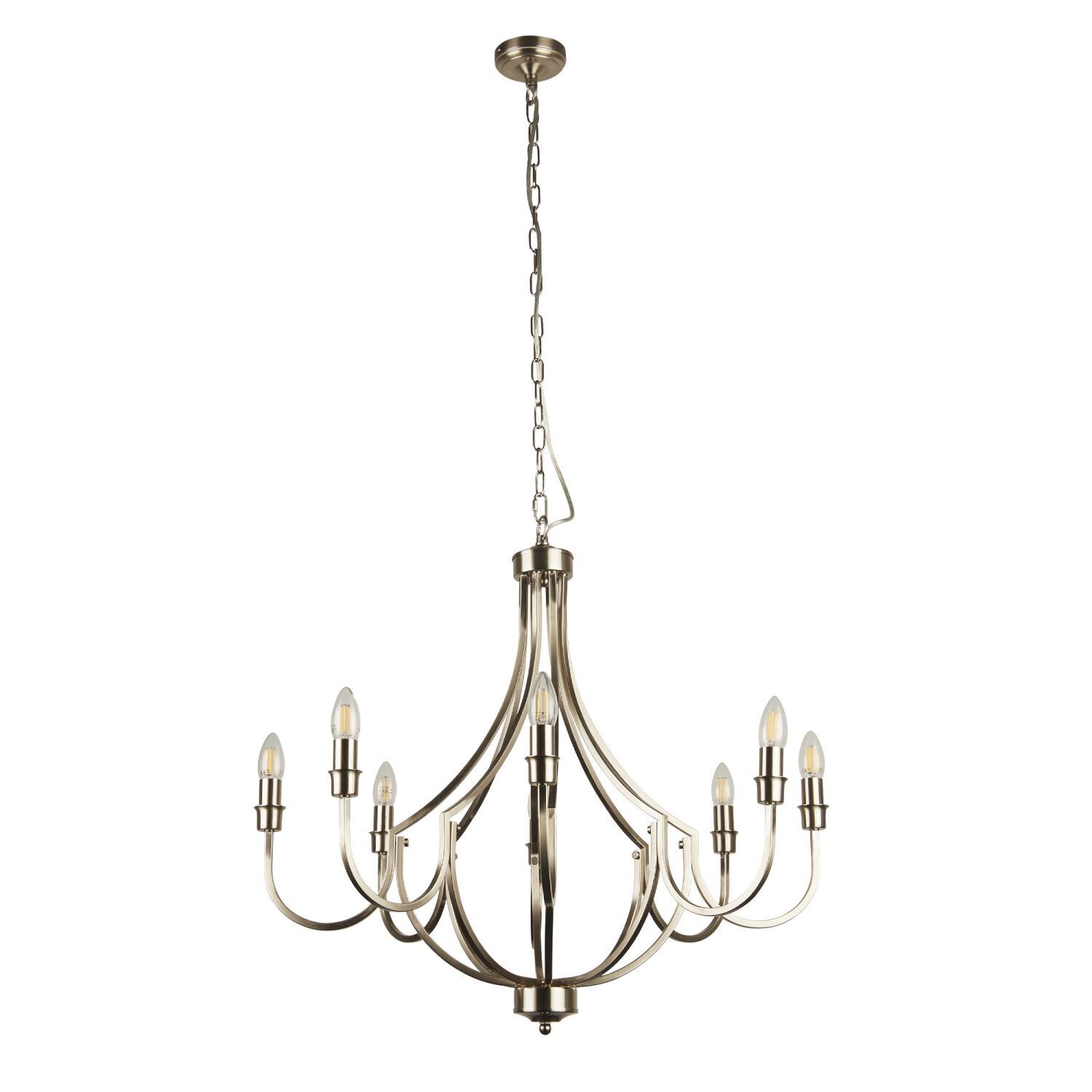 Lustre Rustikal Ø 75 cm en argent mat 8x E14