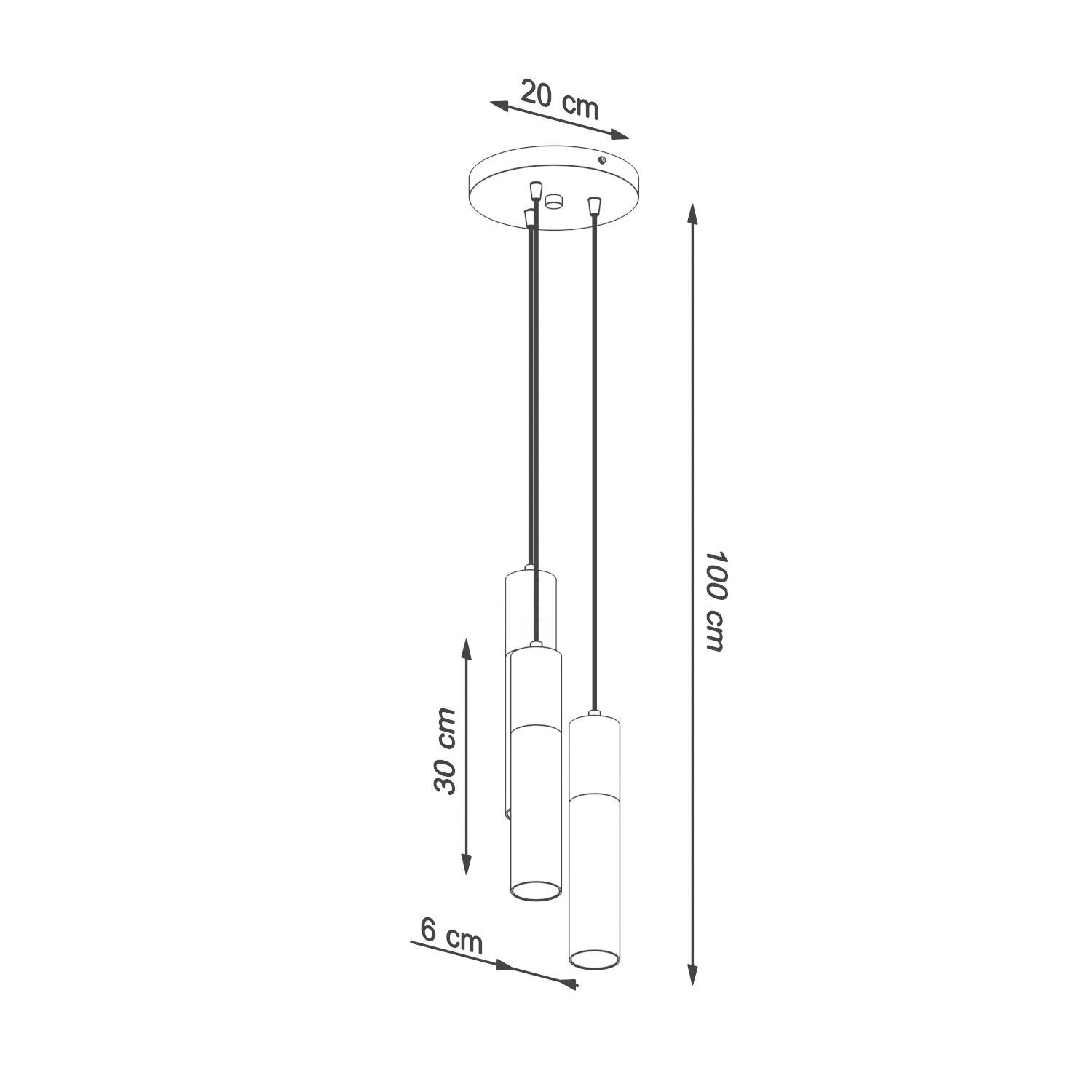 Lampe à suspendre Blanc Naturel 3-flamme GU10 Ø 20 cm Métal Bois