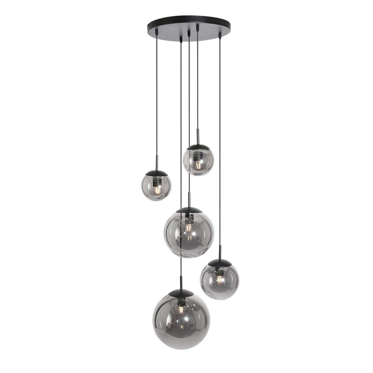 Suspension ronde en verre gris fumé Ø60 cm E27 Moderne