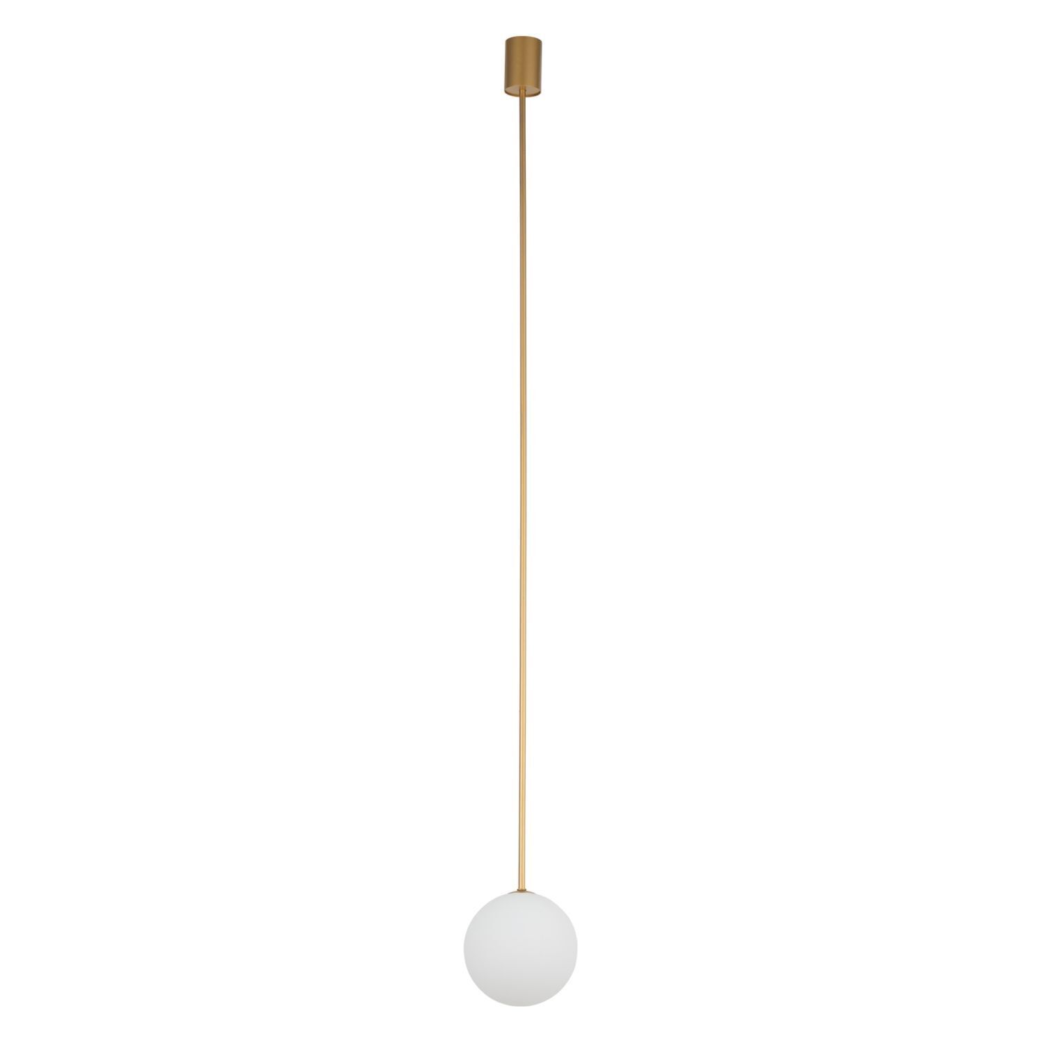 Lampe boule suspendue G9 Ø 16 cm en or mat blanc verre métal