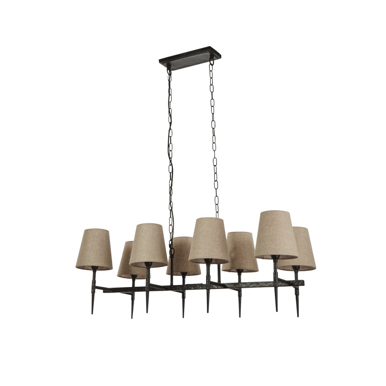 Lampe à suspendre Noir Crème L : 91 cm 8x E14 Tissu Métal